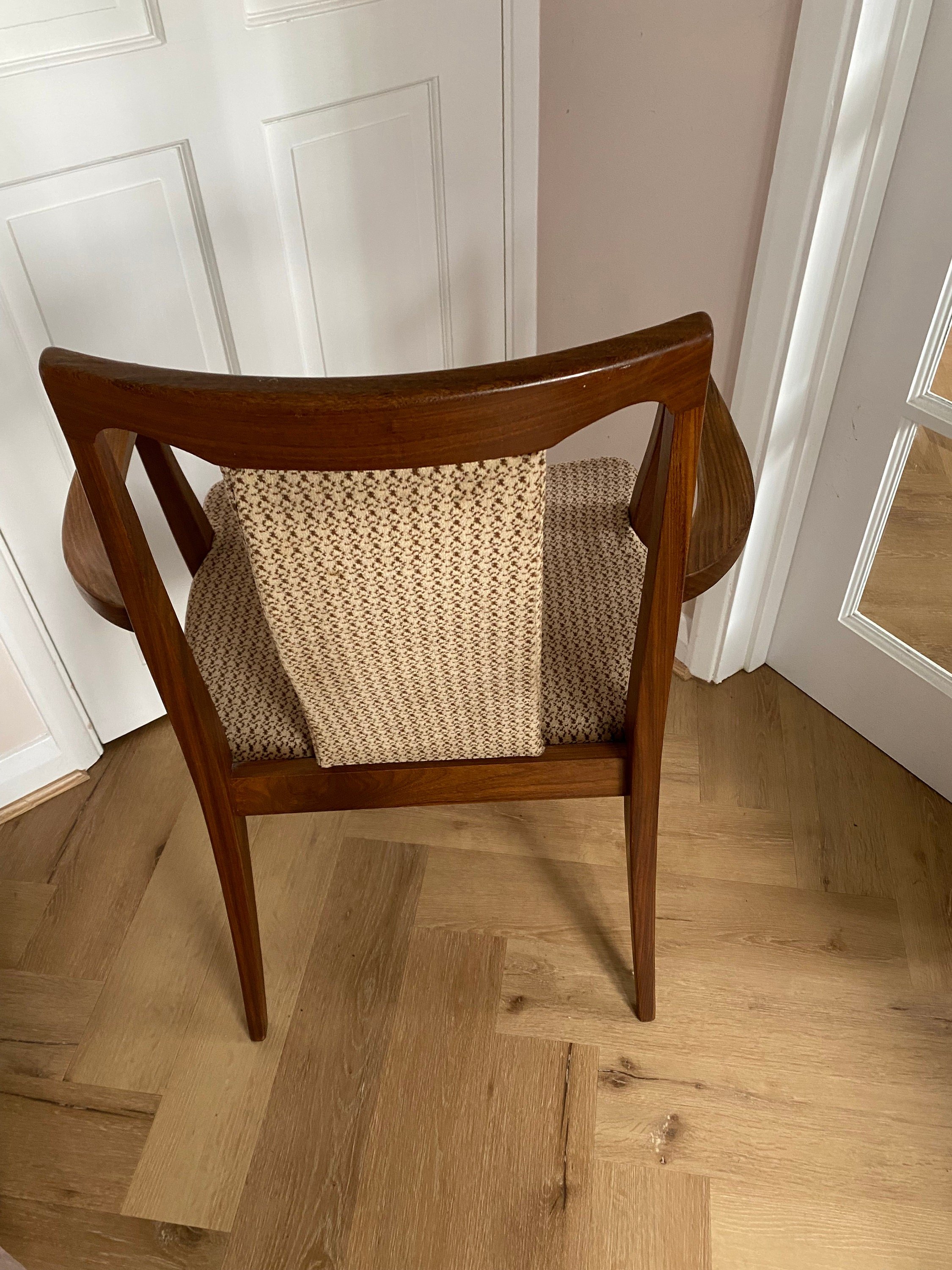 Mid century G Plan teak upholstered dining carver chair