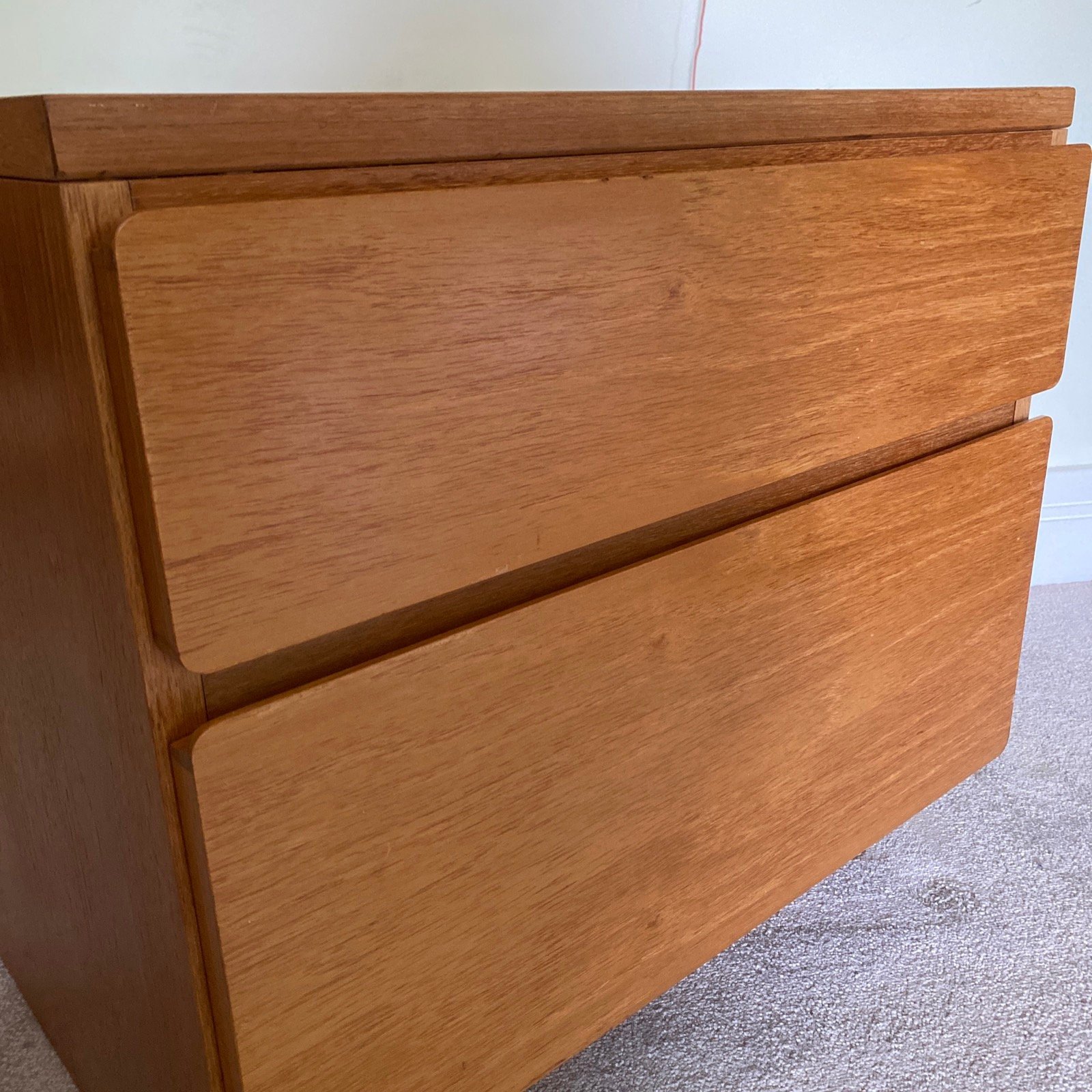 Mid Century Teak Beaver And Tapley Two Drawer Chest Bedside Table
