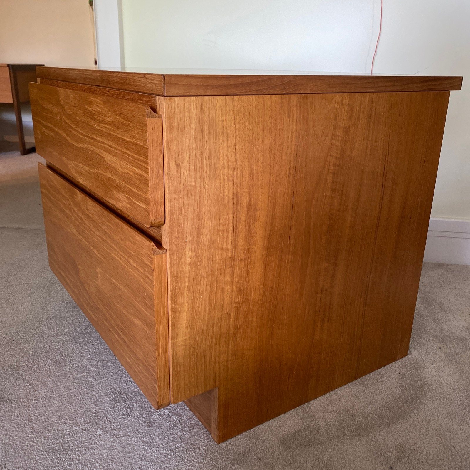 Mid Century Teak Beaver And Tapley Two Drawer Chest Bedside Table