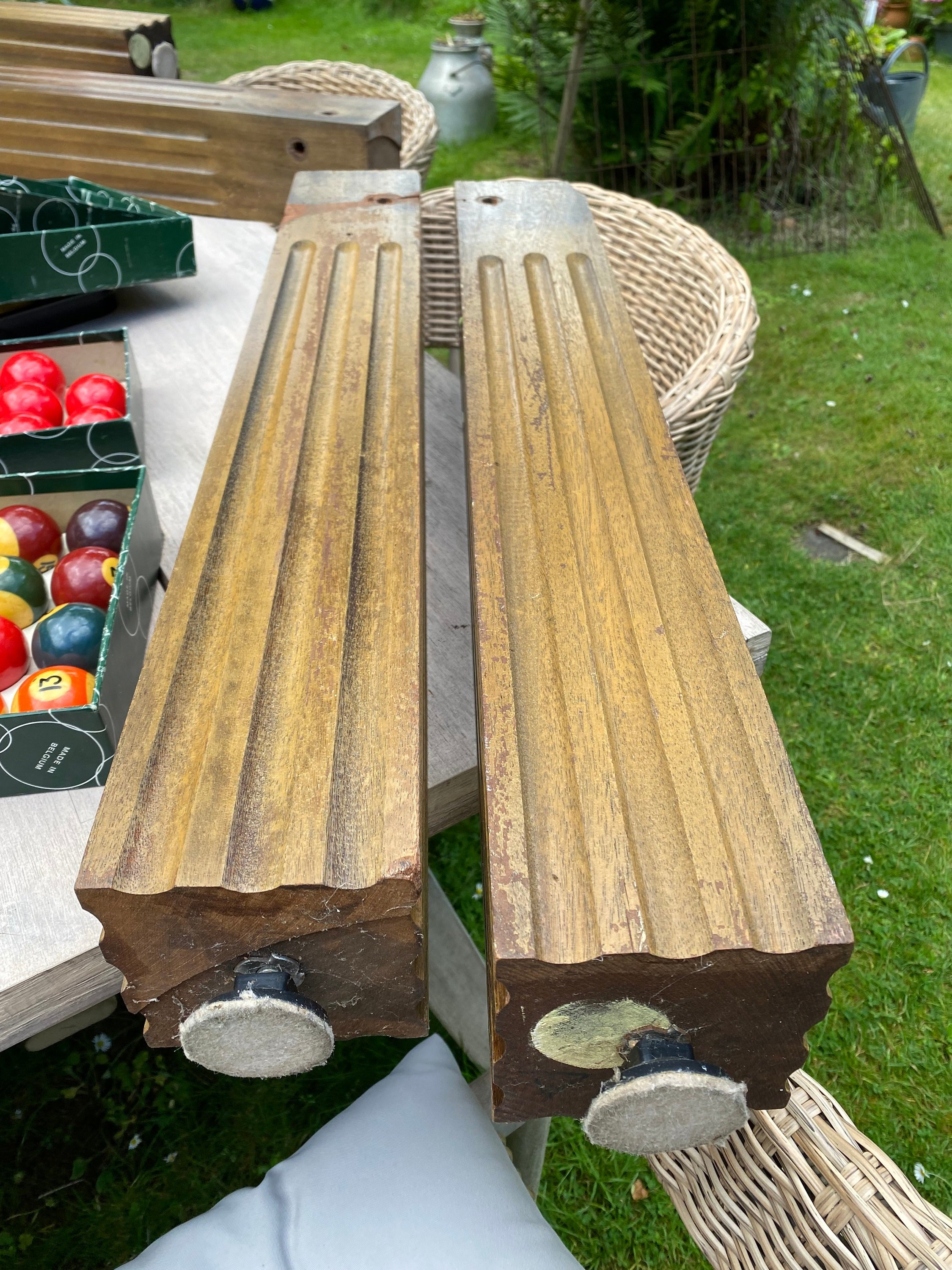 Antique 6ft snooker pool table solid oak slate bed