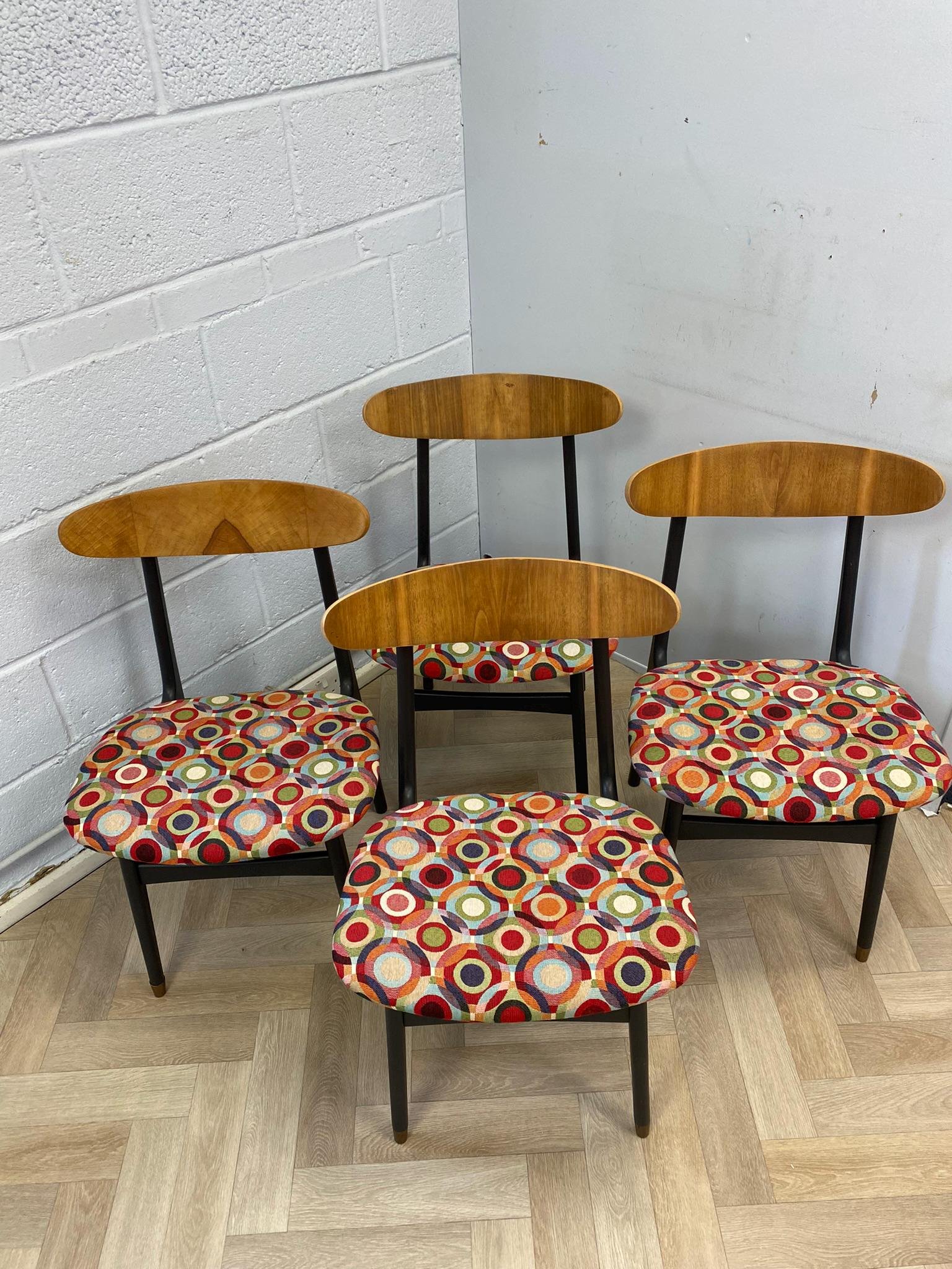 Restored and restyled mid century Danish style teak extending table and four butterfly style chairs