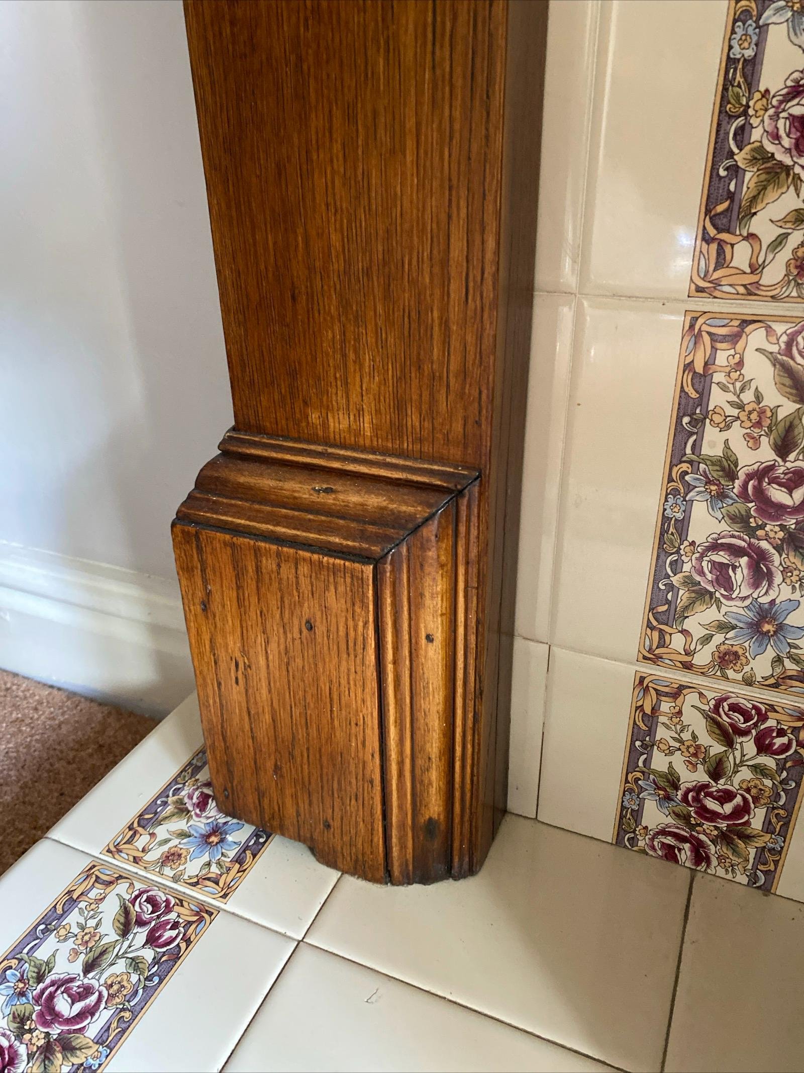Antique 1920s Solid Oak Fireplace Mantel Surround