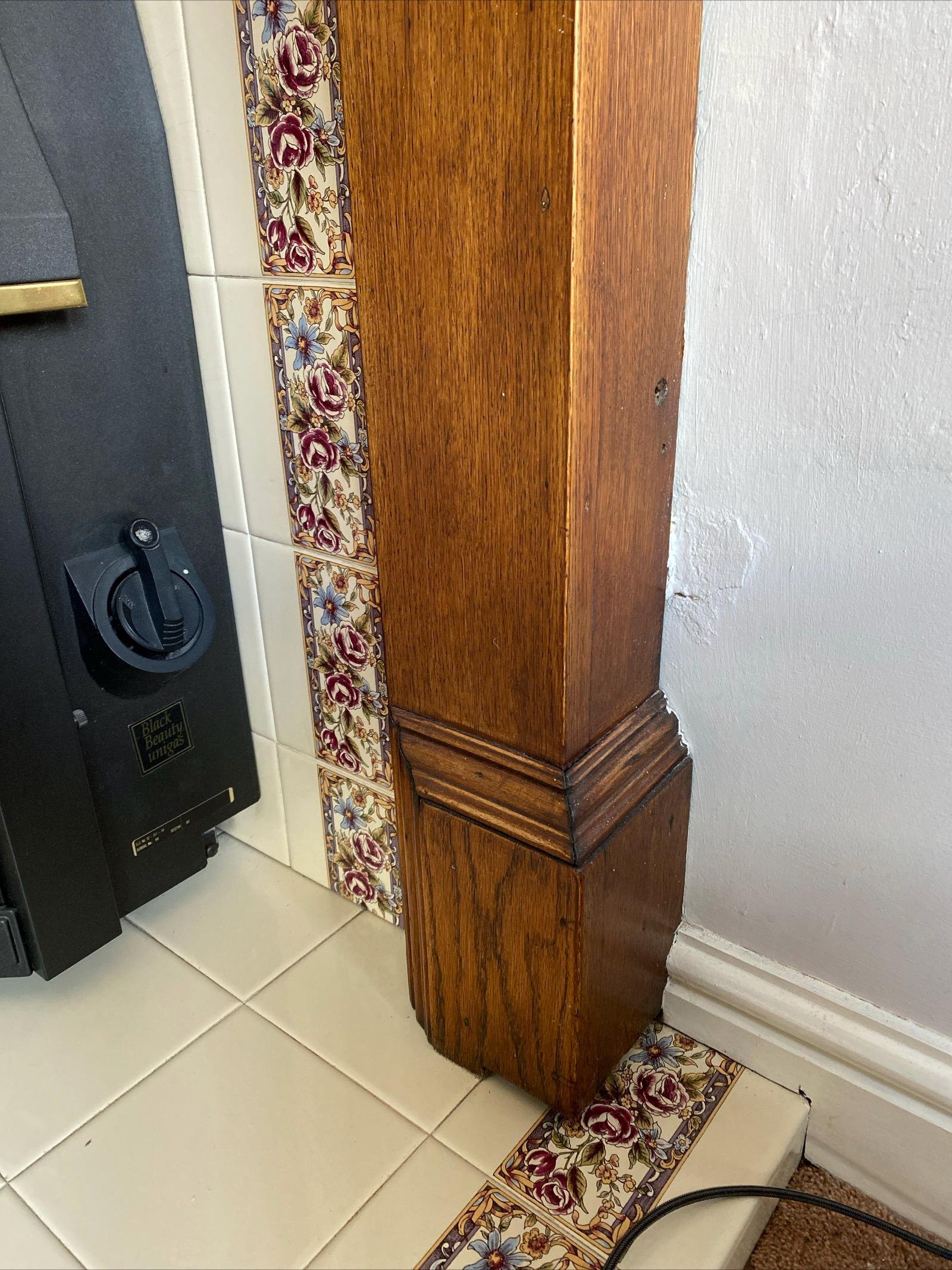 Antique 1920s Solid Oak Fireplace Mantel Surround