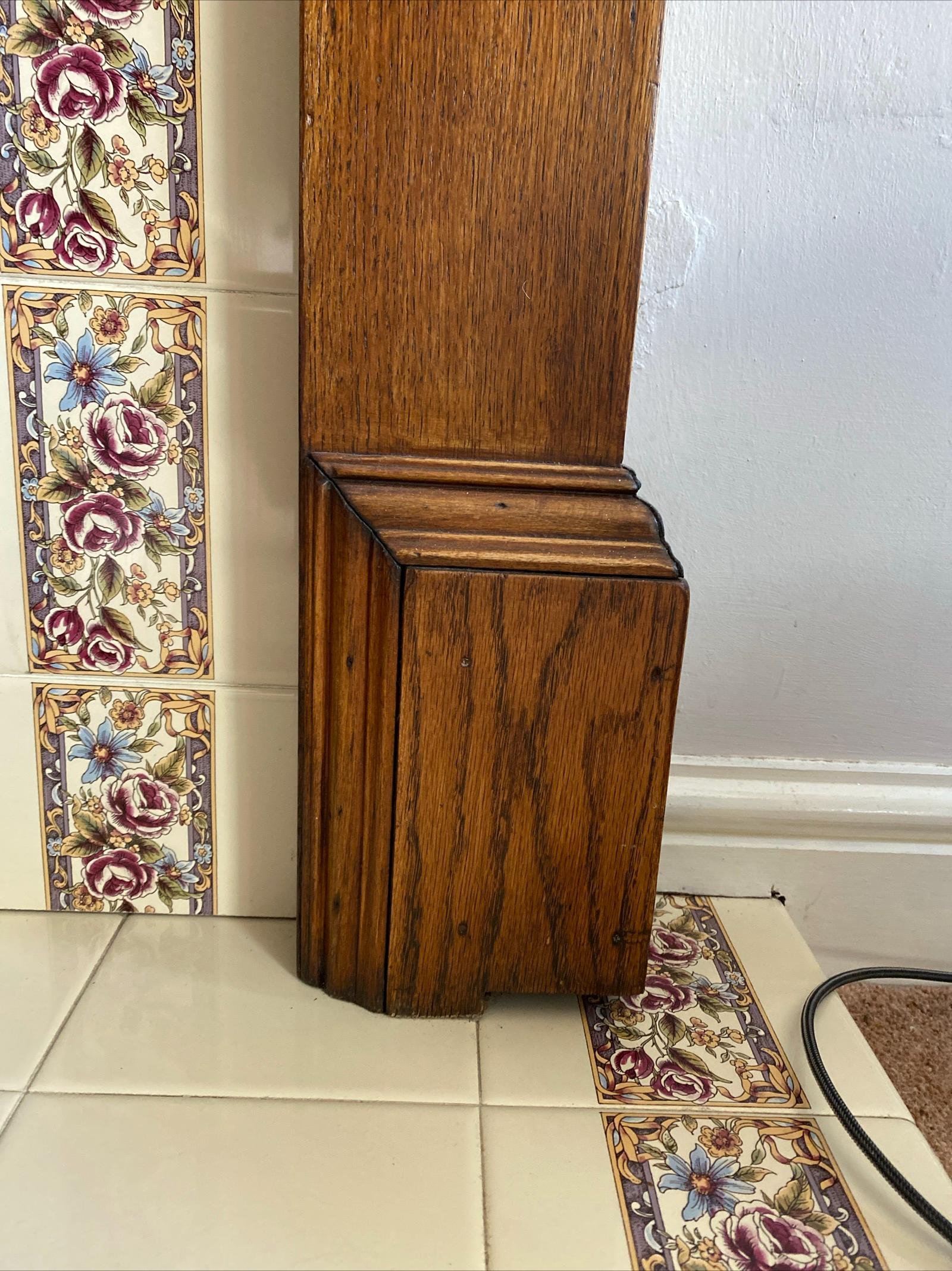 Antique 1920s Solid Oak Fireplace Mantel Surround