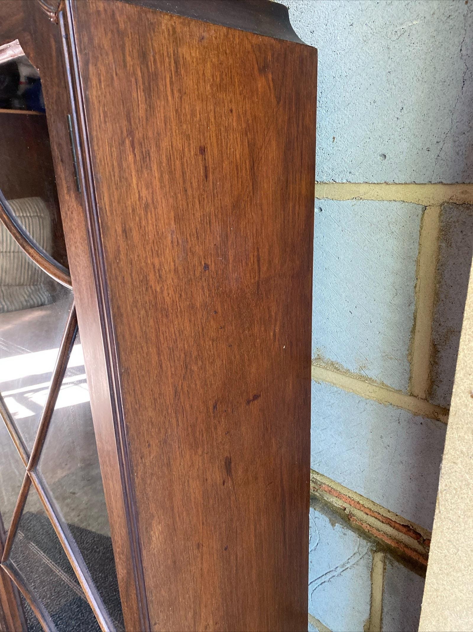 Antique 1920s Oak Glass Display Cabinet