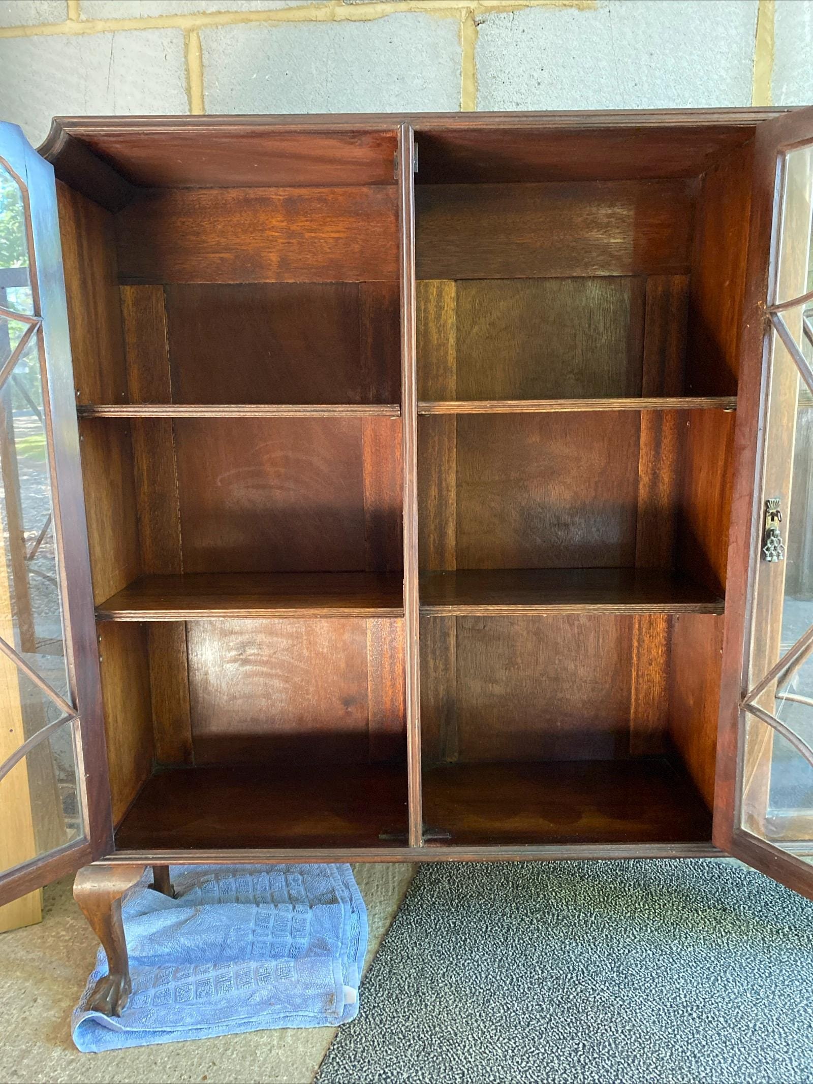 Antique 1920s Oak Glass Display Cabinet