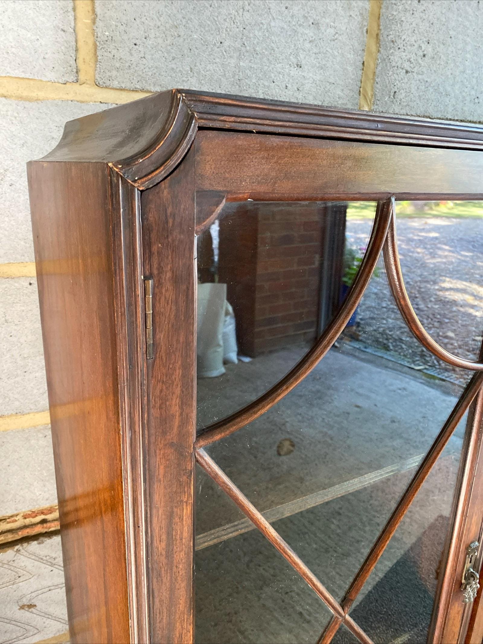 Antique 1920s Oak Glass Display Cabinet