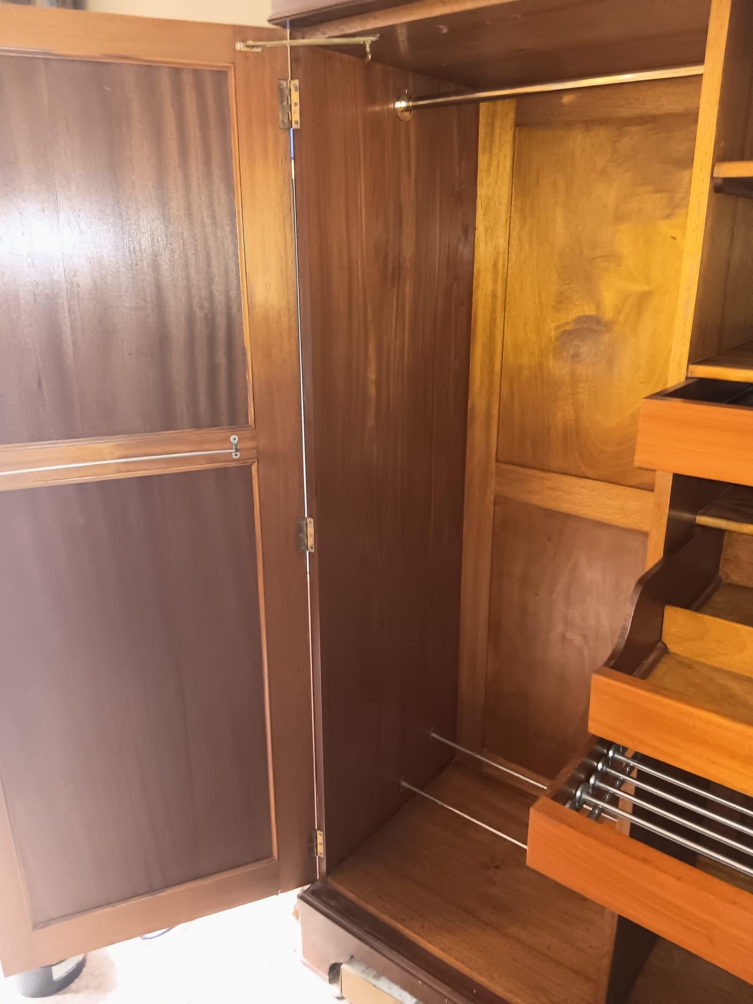Edwardian Mahogany Double Gentleman’s Wardrobe