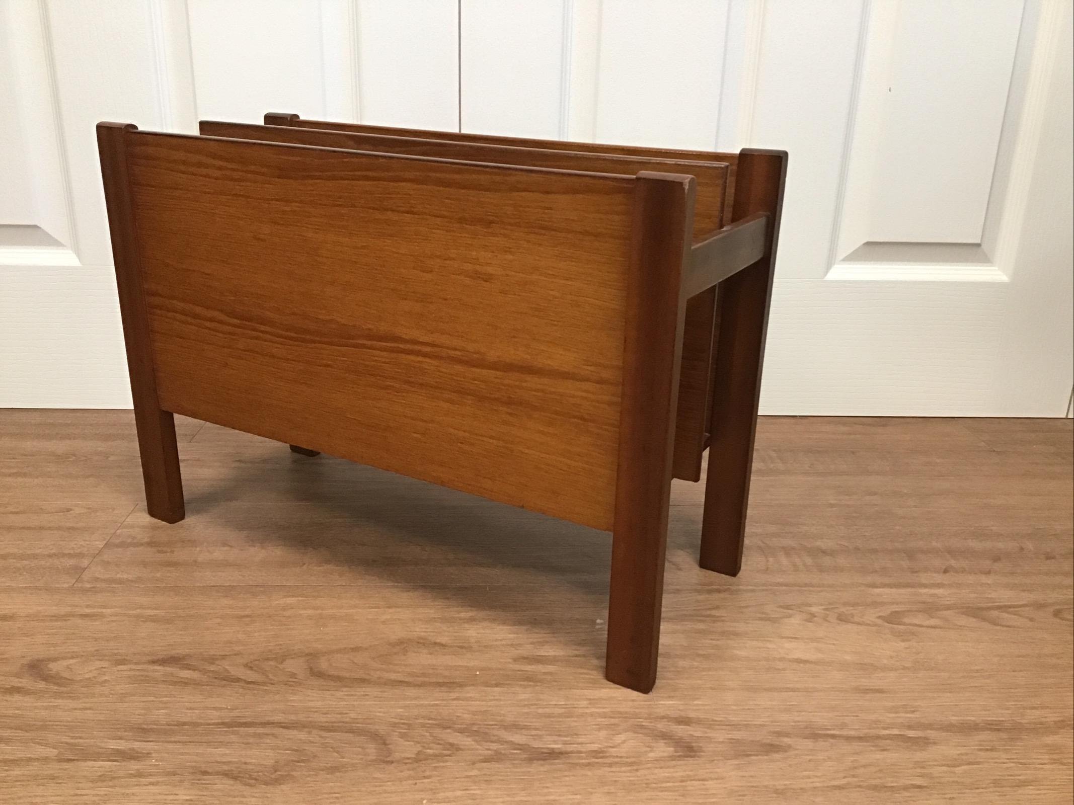 Mid Century 1960s Danish Style Teak Magazine Rack