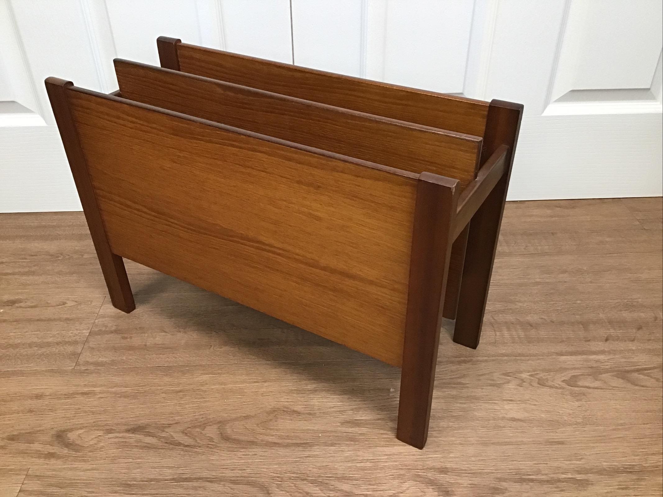 Mid Century 1960s Danish Style Teak Magazine Rack