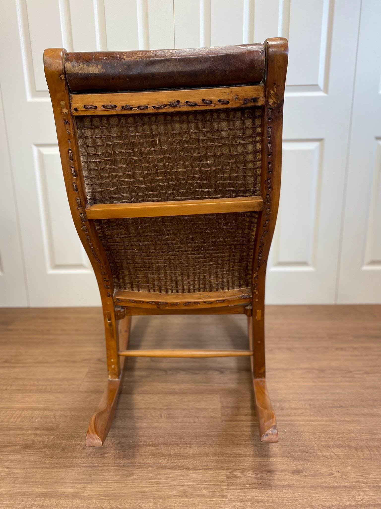 Antique Victorian 19th Century Walnut Caned Lincoln Rocking Chair