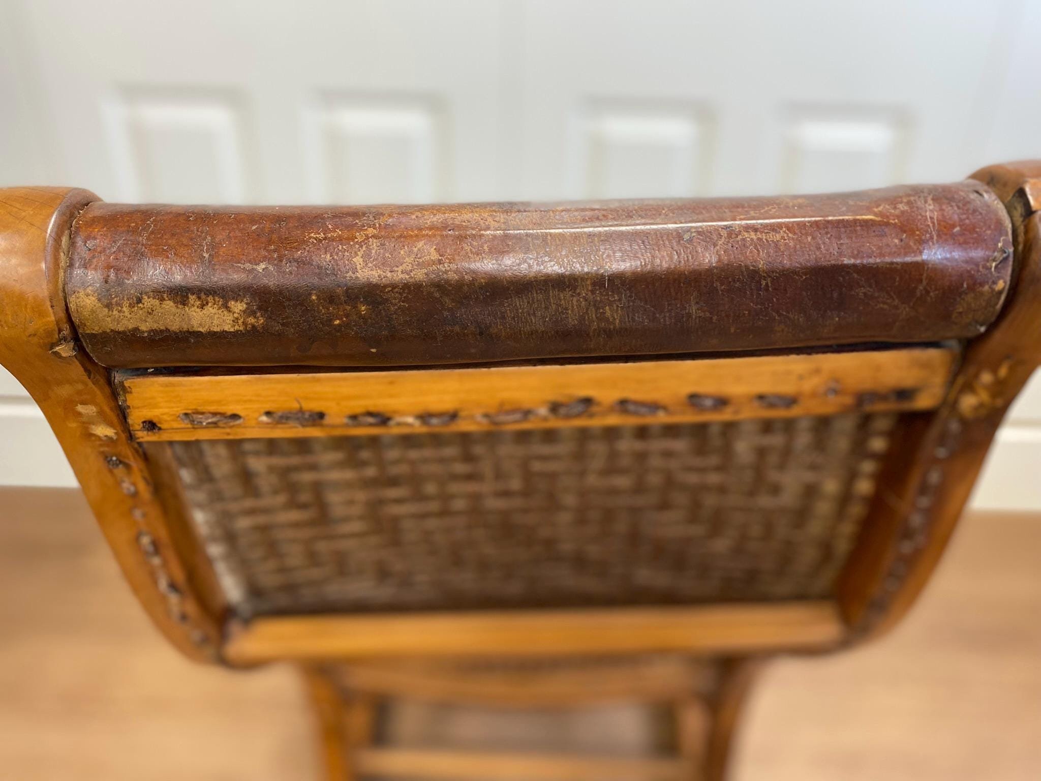 Antique Victorian 19th Century Walnut Caned Lincoln Rocking Chair