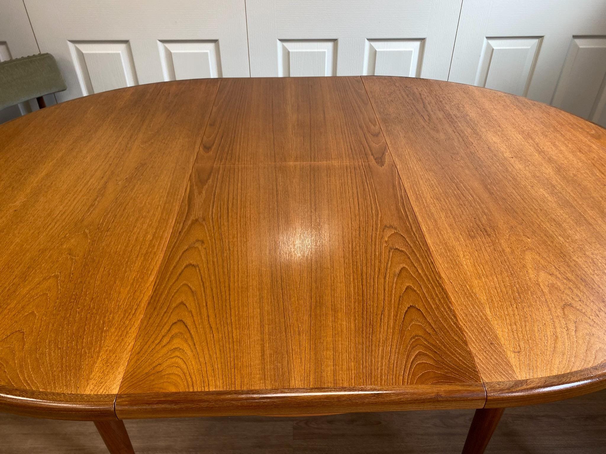 1960s G Plan Fresco solid teak extending dining table and four chairs