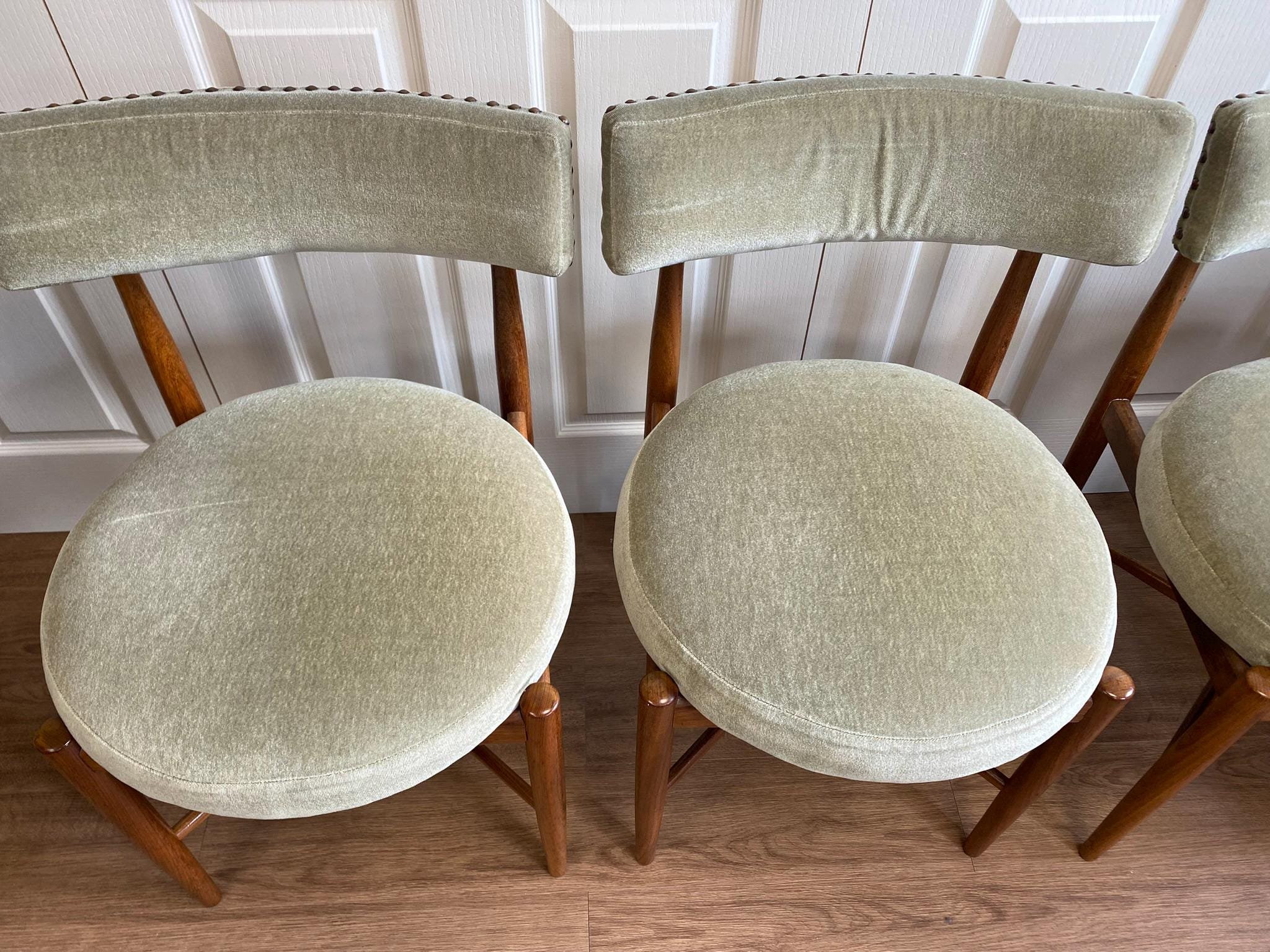 1960s G Plan Fresco solid teak extending dining table and four chairs
