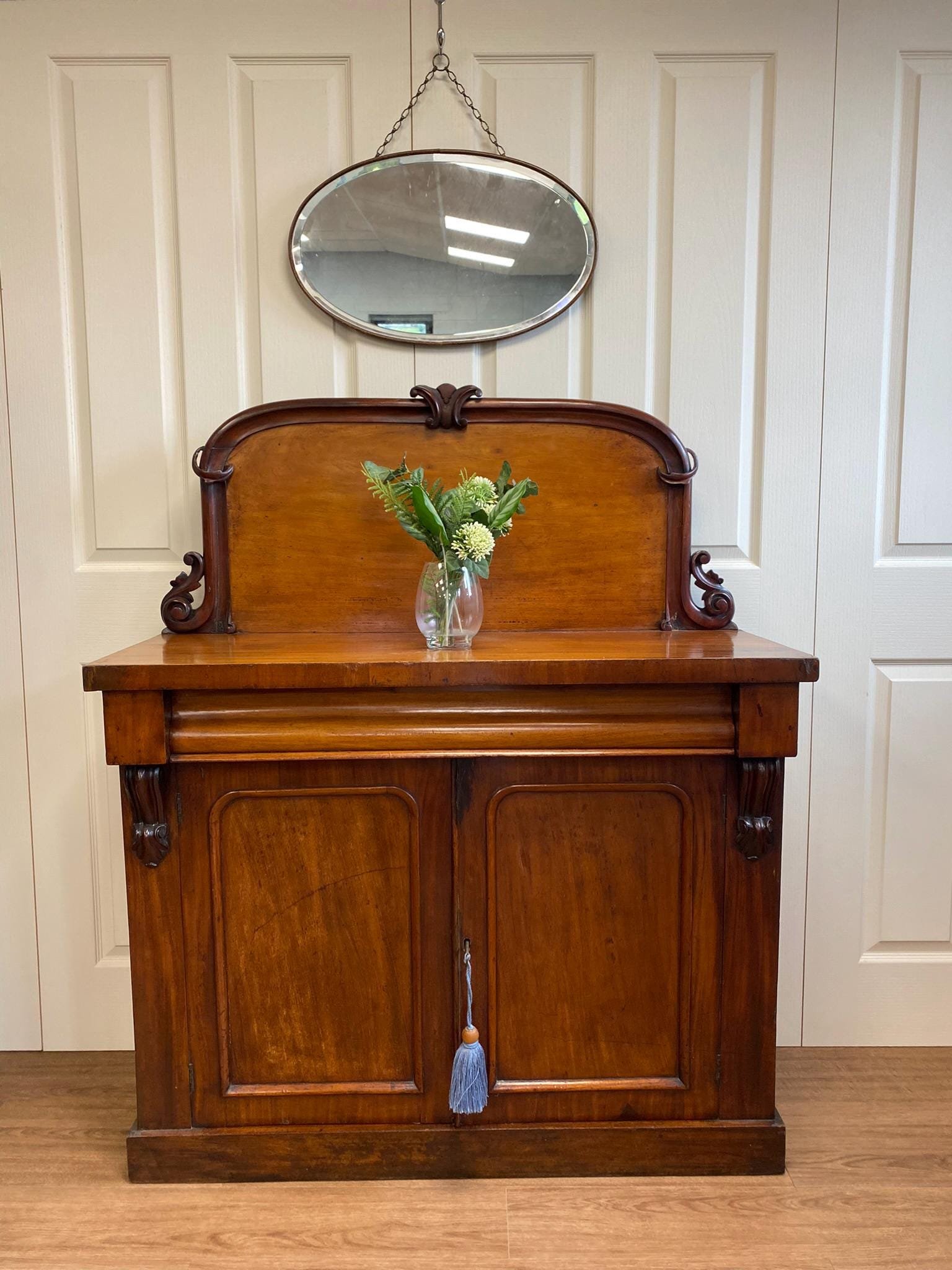 Antique Victorian mahogany chiffonier sideboard