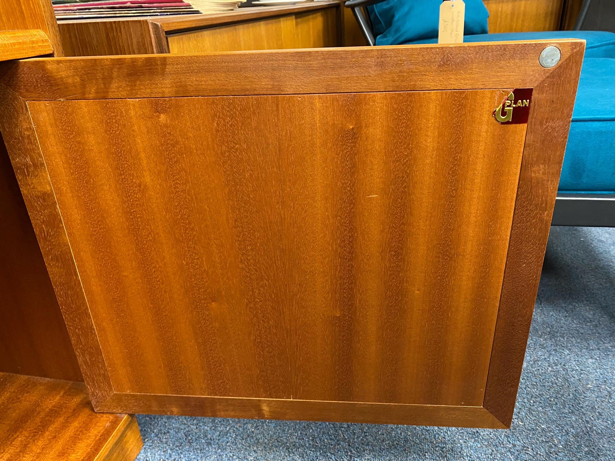 Vintage mid century G Plan Fresco teak record cabinet by E Gomme.