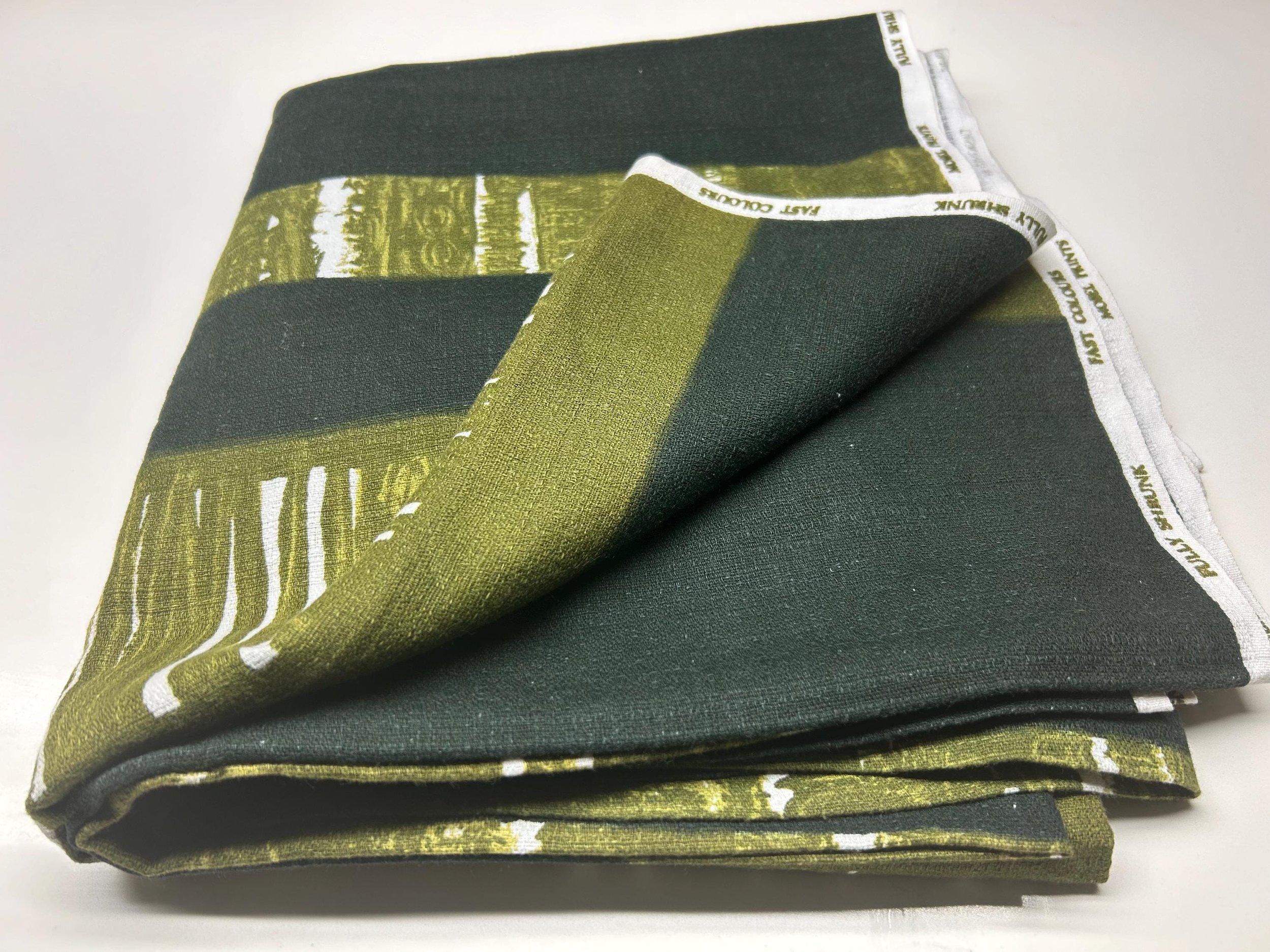 Vintage retro 1970s retro fabric green black striped pattern