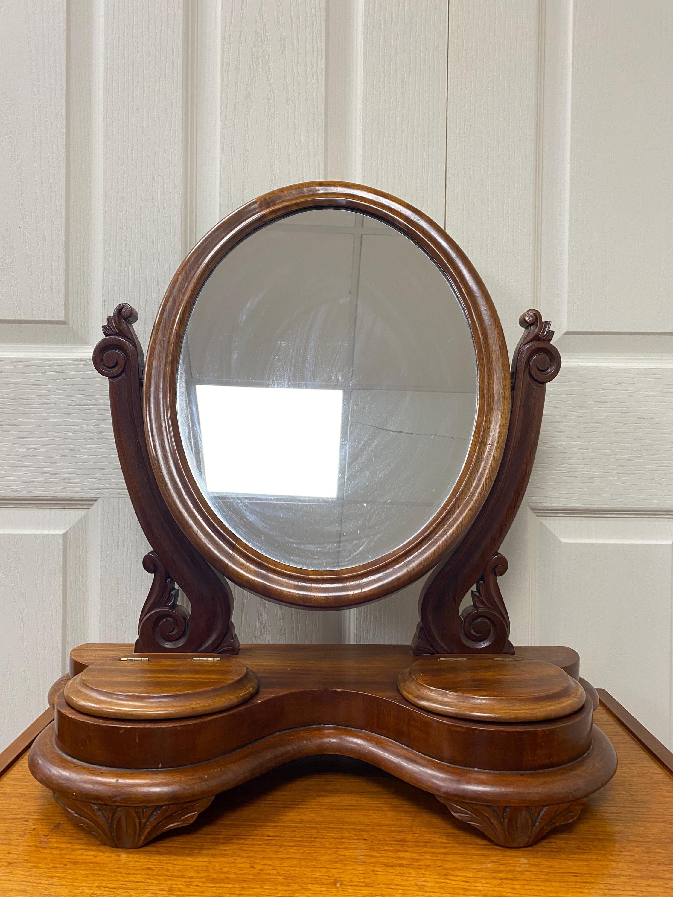Victorian Mahogany Oval Swivel Table Mirror