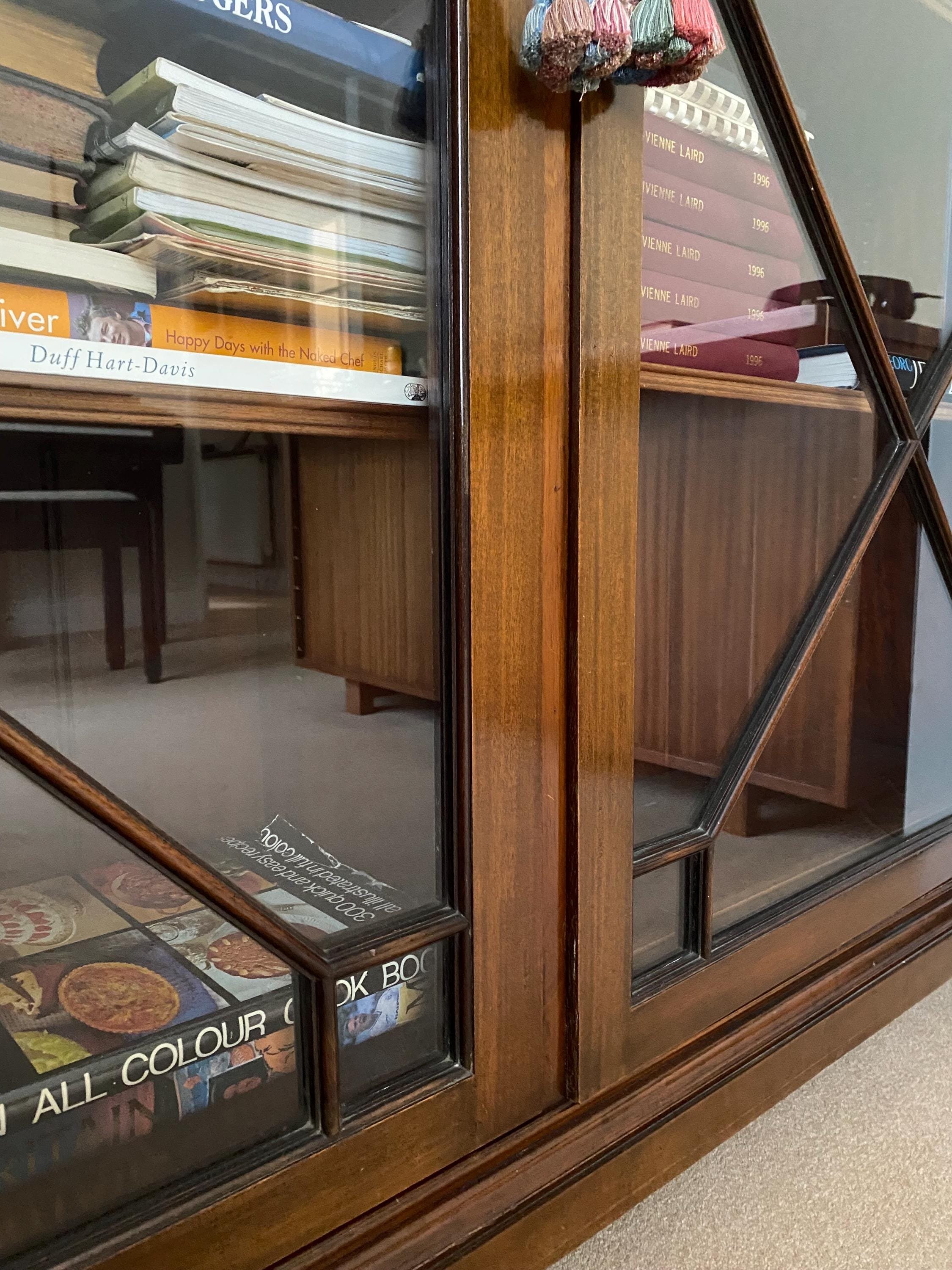Antique Edwardian style 1940s mahogany glazed bookcase