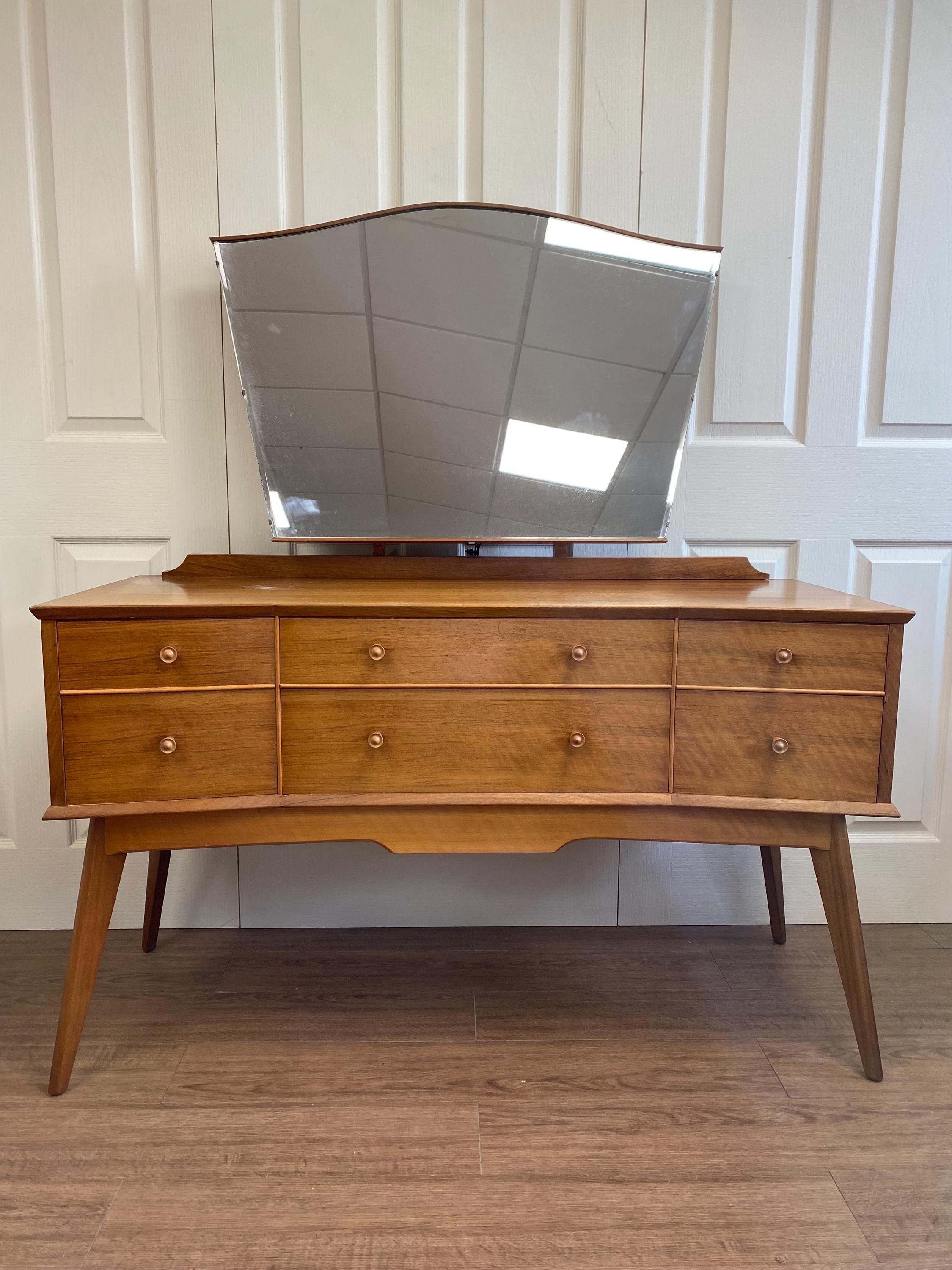 Vintage mid century 1950s dressing table Alfred Cox walnut beech