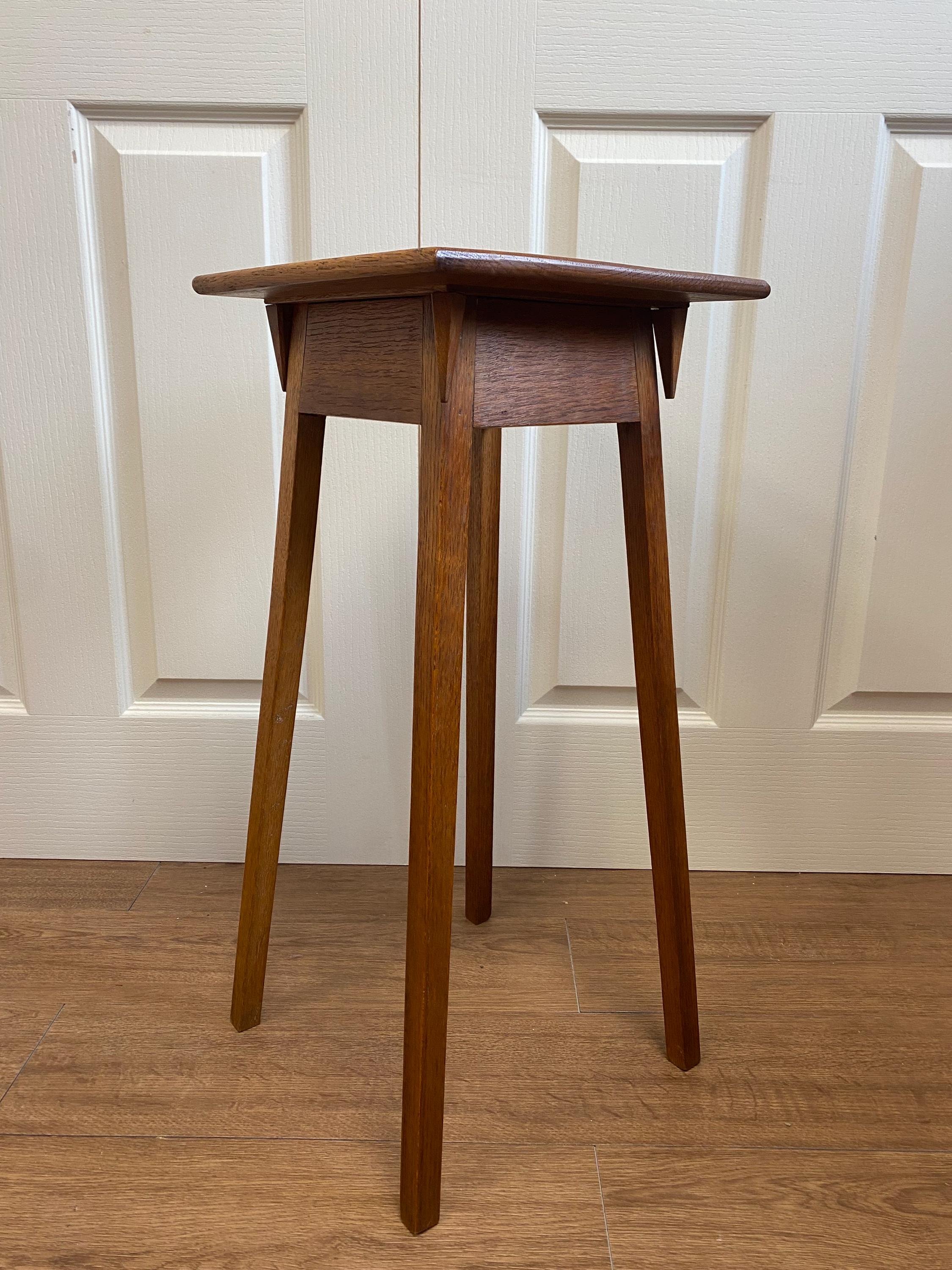 Antique Arts and Crafts oak plant pot stand jardiniere