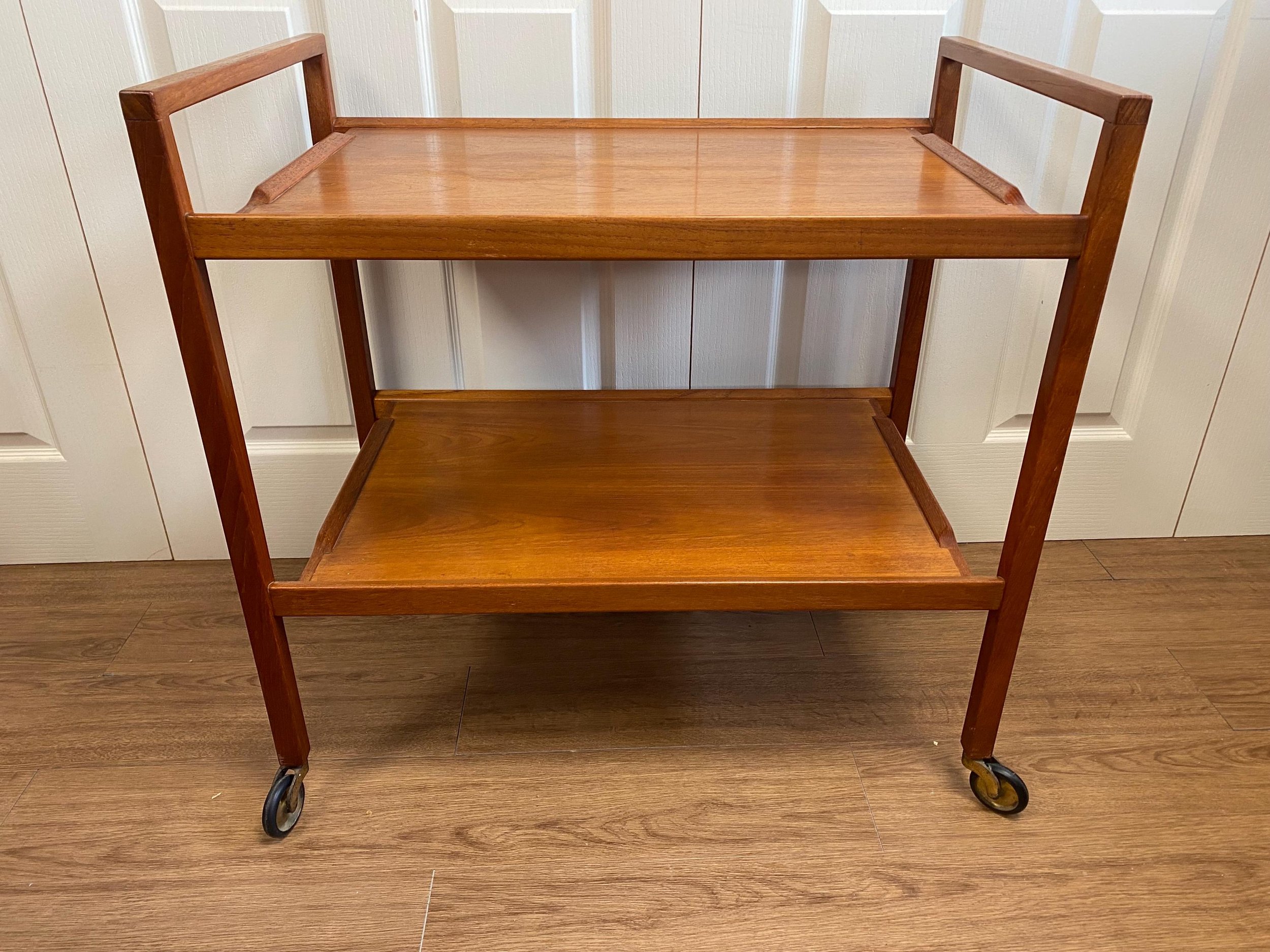 Vintage mid century 1960s teak trolley bar cart