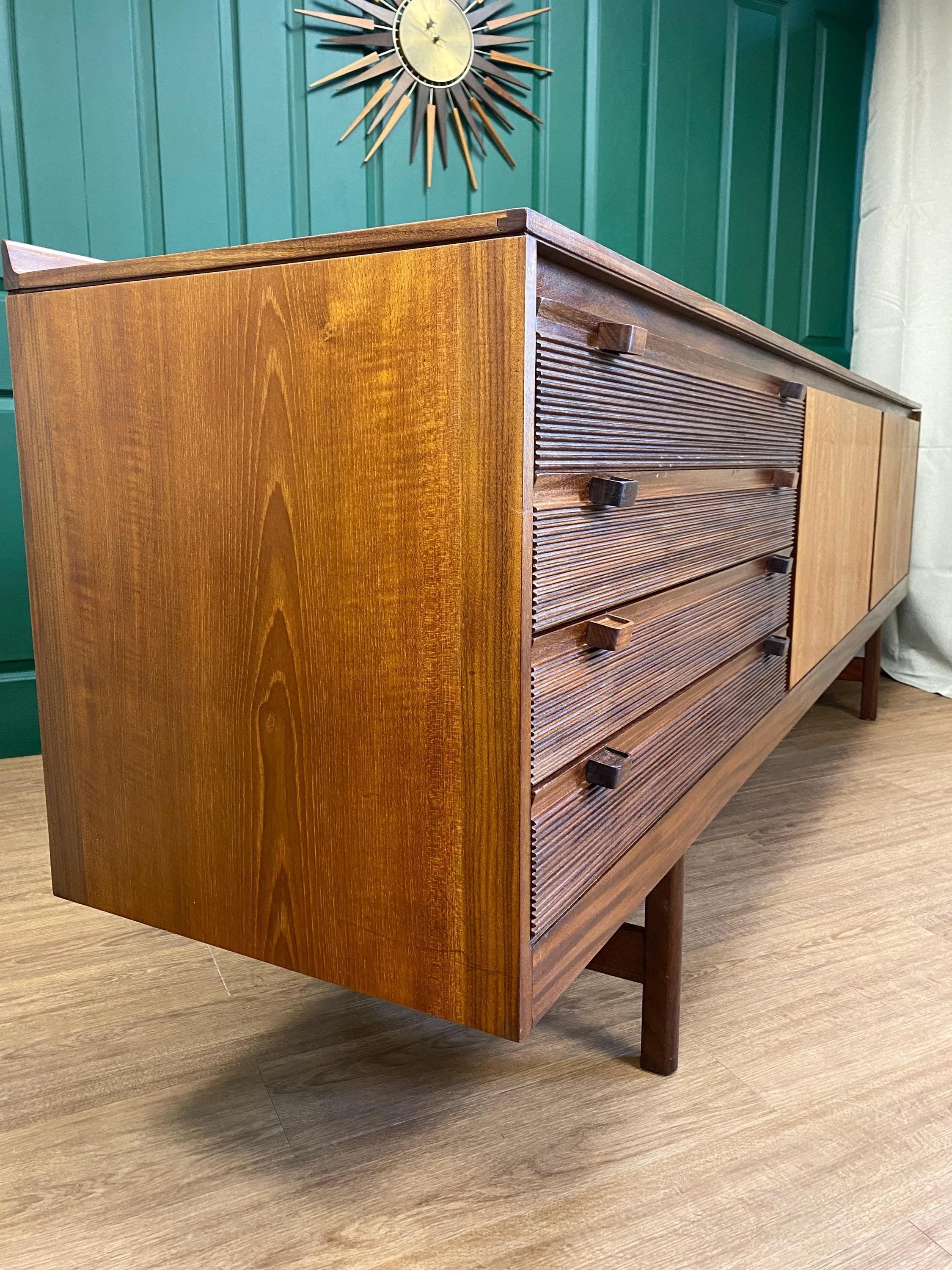 Mid Century 1960s Robert Heritage Knightsbridge Sideboard Produced By Archie Shine Ltd For Heals Solid Afromosia With Teak