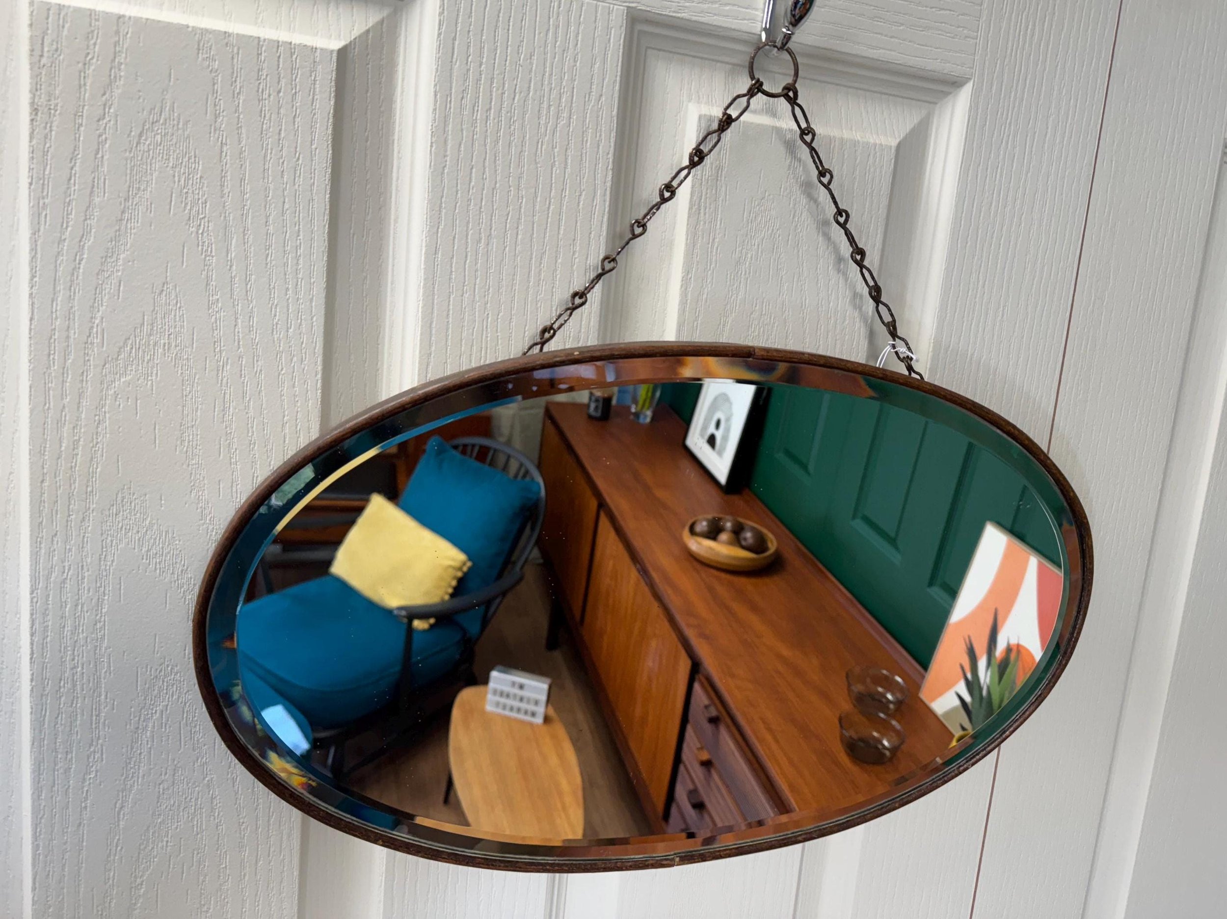Vintage 1940s oval wall mirror