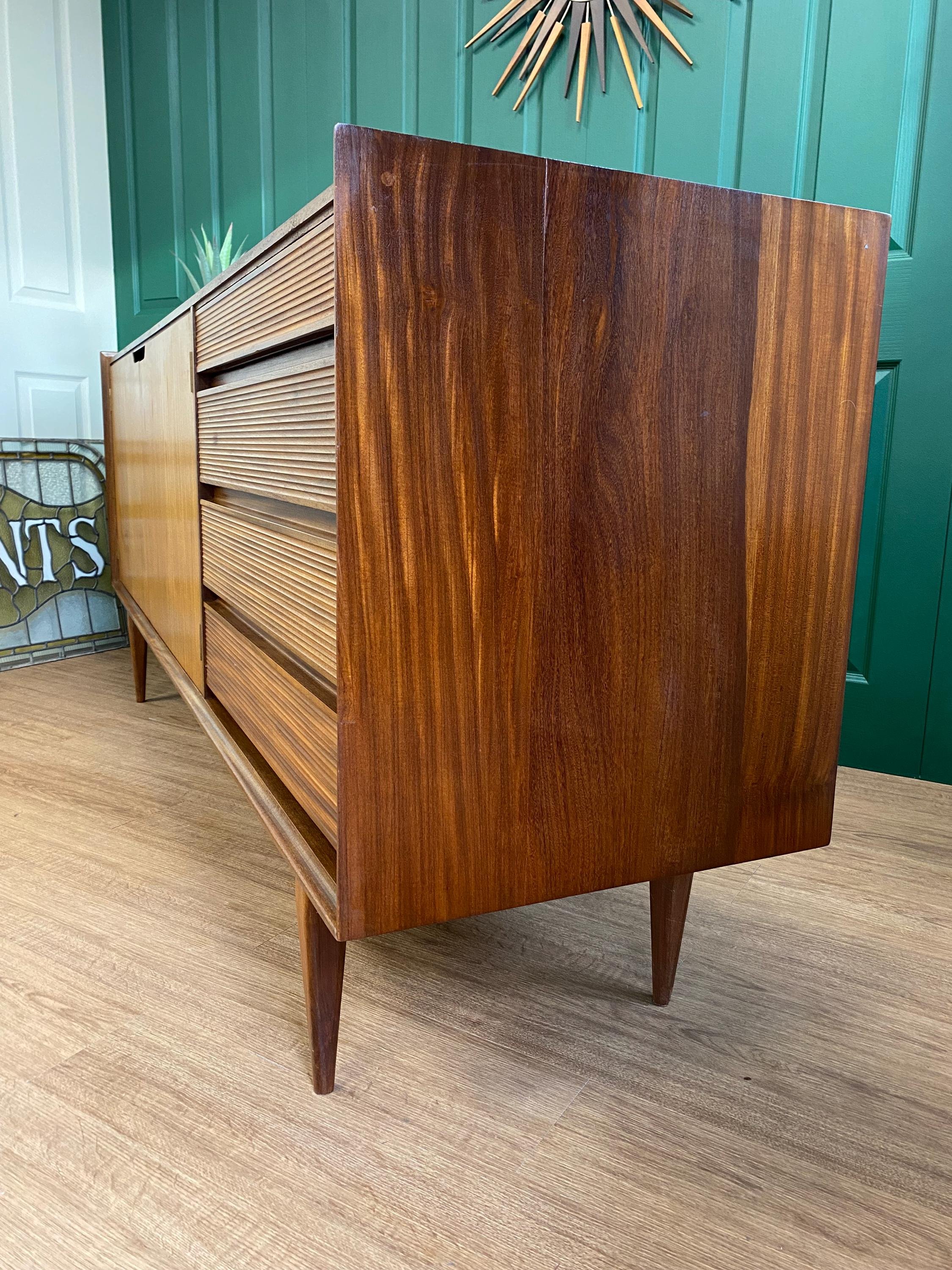 Mid Century 1960s afromosia sideboard designed by Richard Hornby, manufactured by Fyne Ladye Furniture For Heals