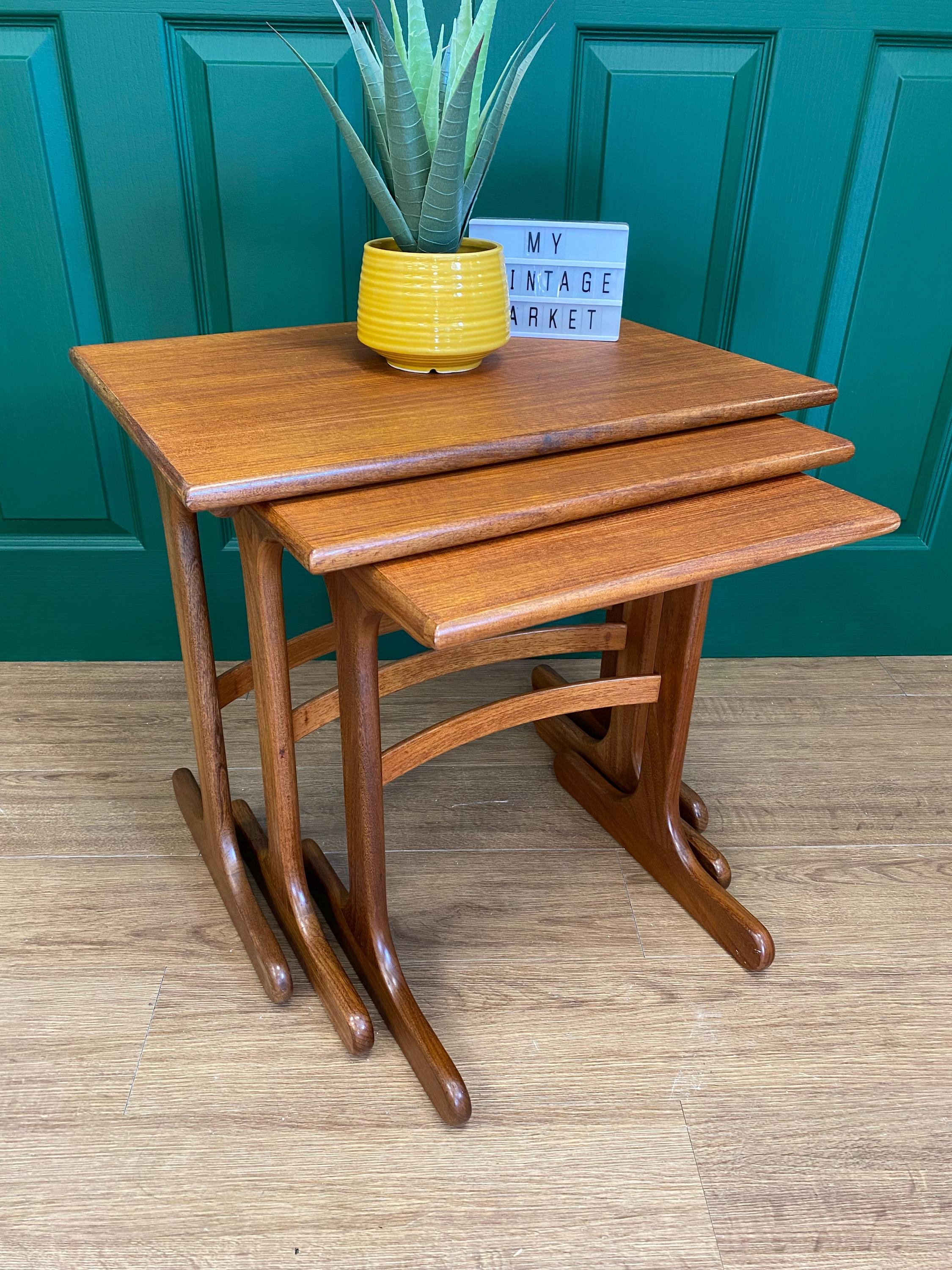 Mid century 1960s G Plan Fresco teak nest of three tables Victor Wilkins
