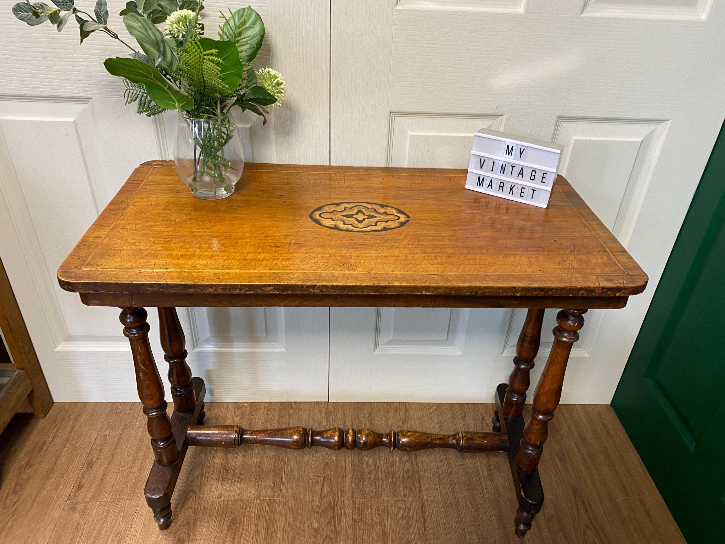 Antique Victorian mahogany inlaid marquetry console side table