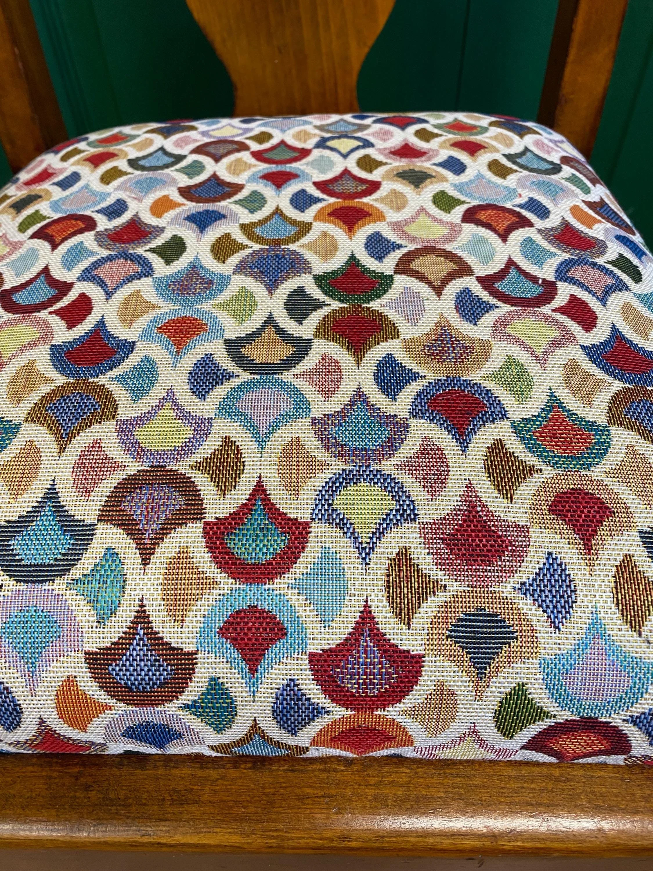 Antique Edwardian Arts and Crafts Longhurst and Skinner oak upholstered occasional dining hall bedroom chair