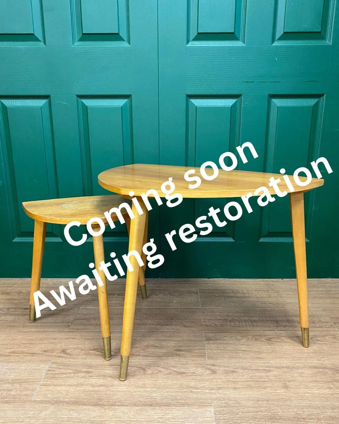 Mid century 1960s teak nest of two asymmetric tables coffee tables side tables