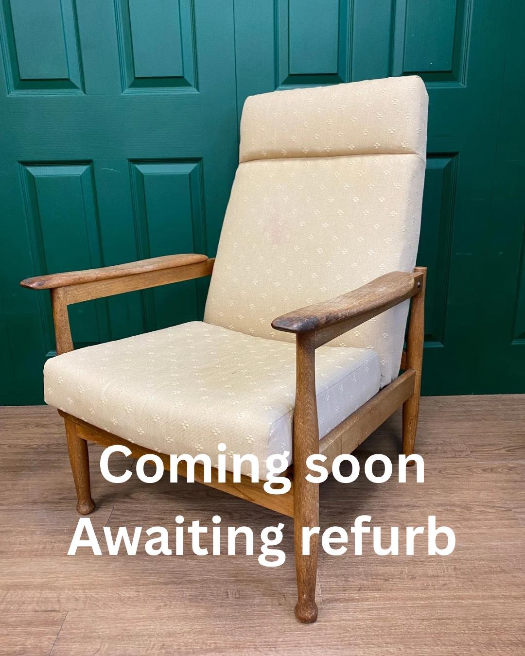 Mid century 1960s afromosia framed Guy Rogers Manhattan reclining armchair sold restored and reupholstered