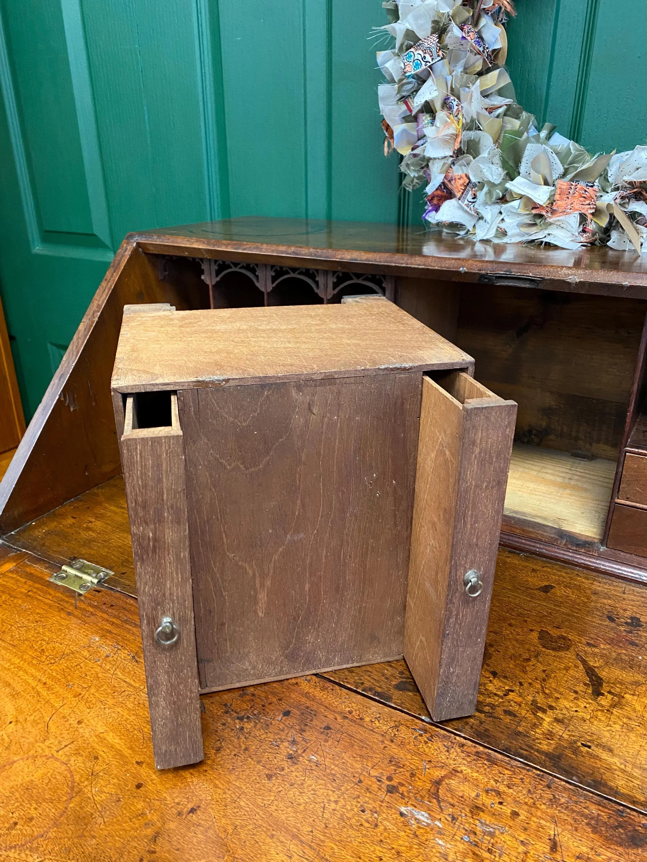 Antique 18th Century George III Solid Mahogany Bureau, Intricate Interior