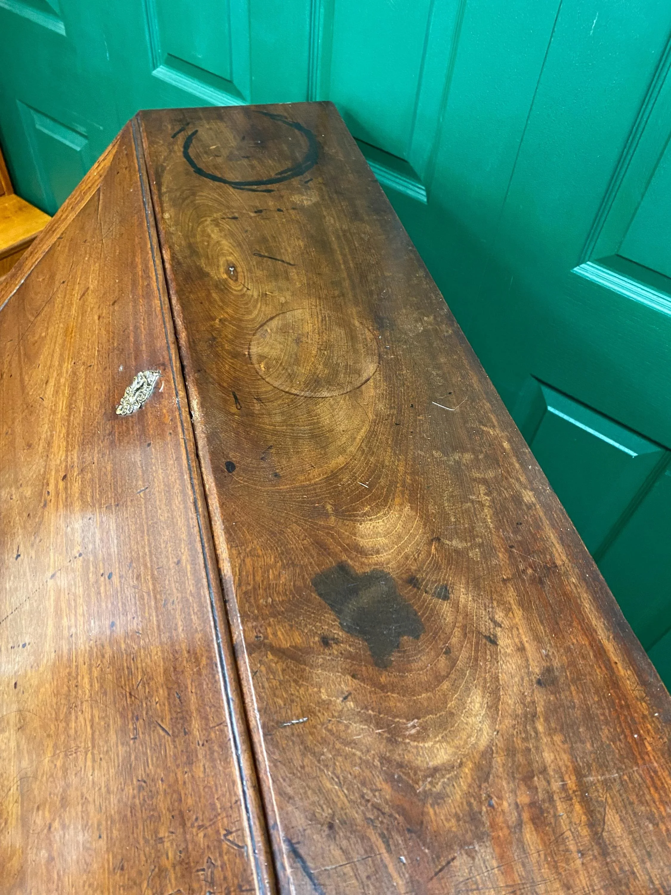 Antique 18th Century George III Solid Mahogany Bureau, Intricate Interior