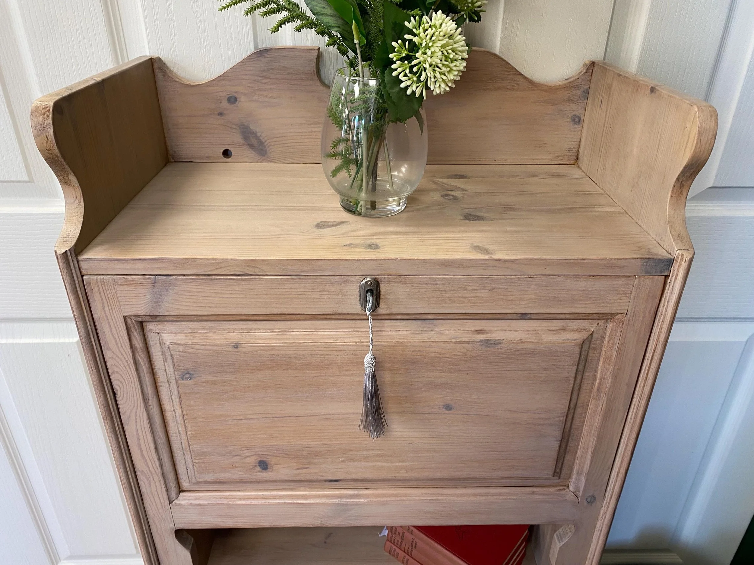 Vintage antique Arts and Crafts style pine bureau bookcase refurbished