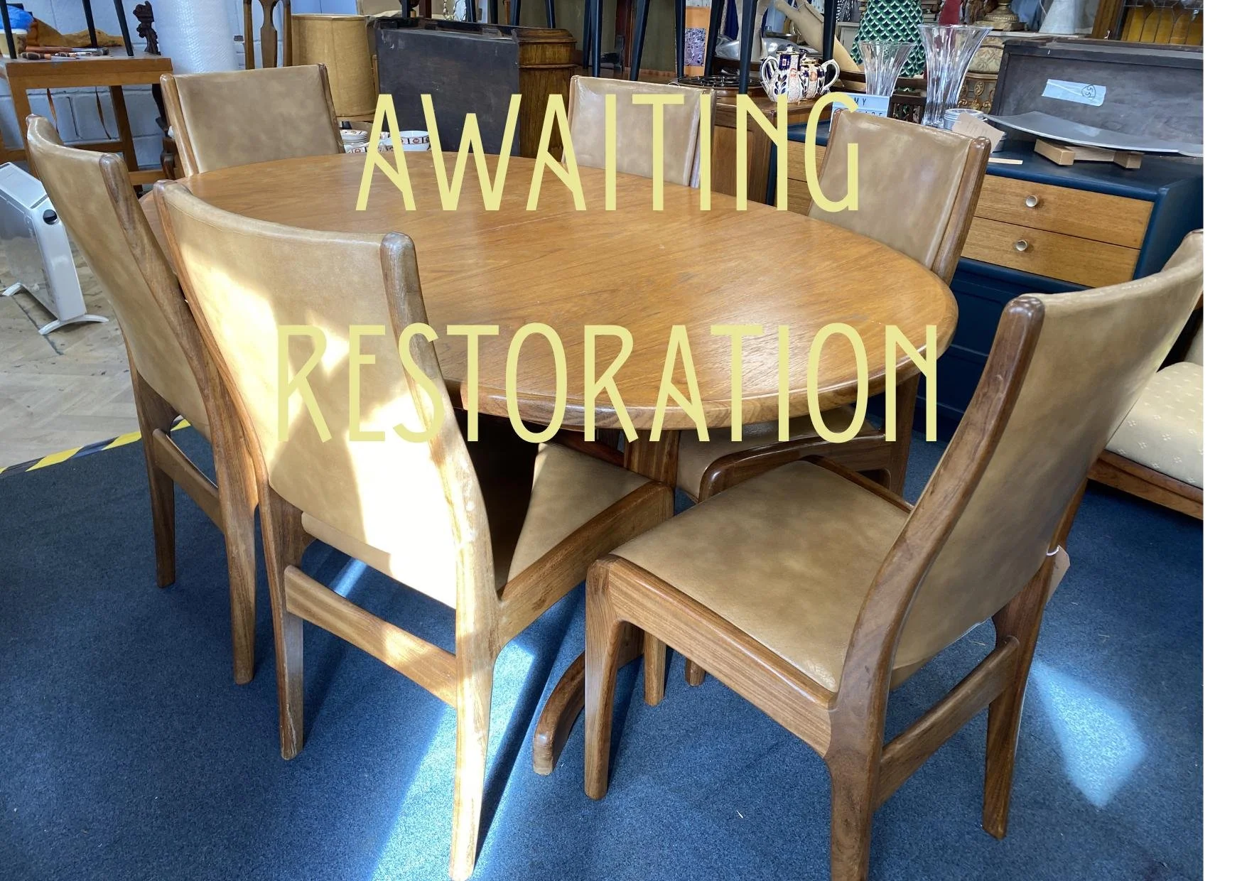 1960s G Plan Fresco solid teak extending dining table and six chairs