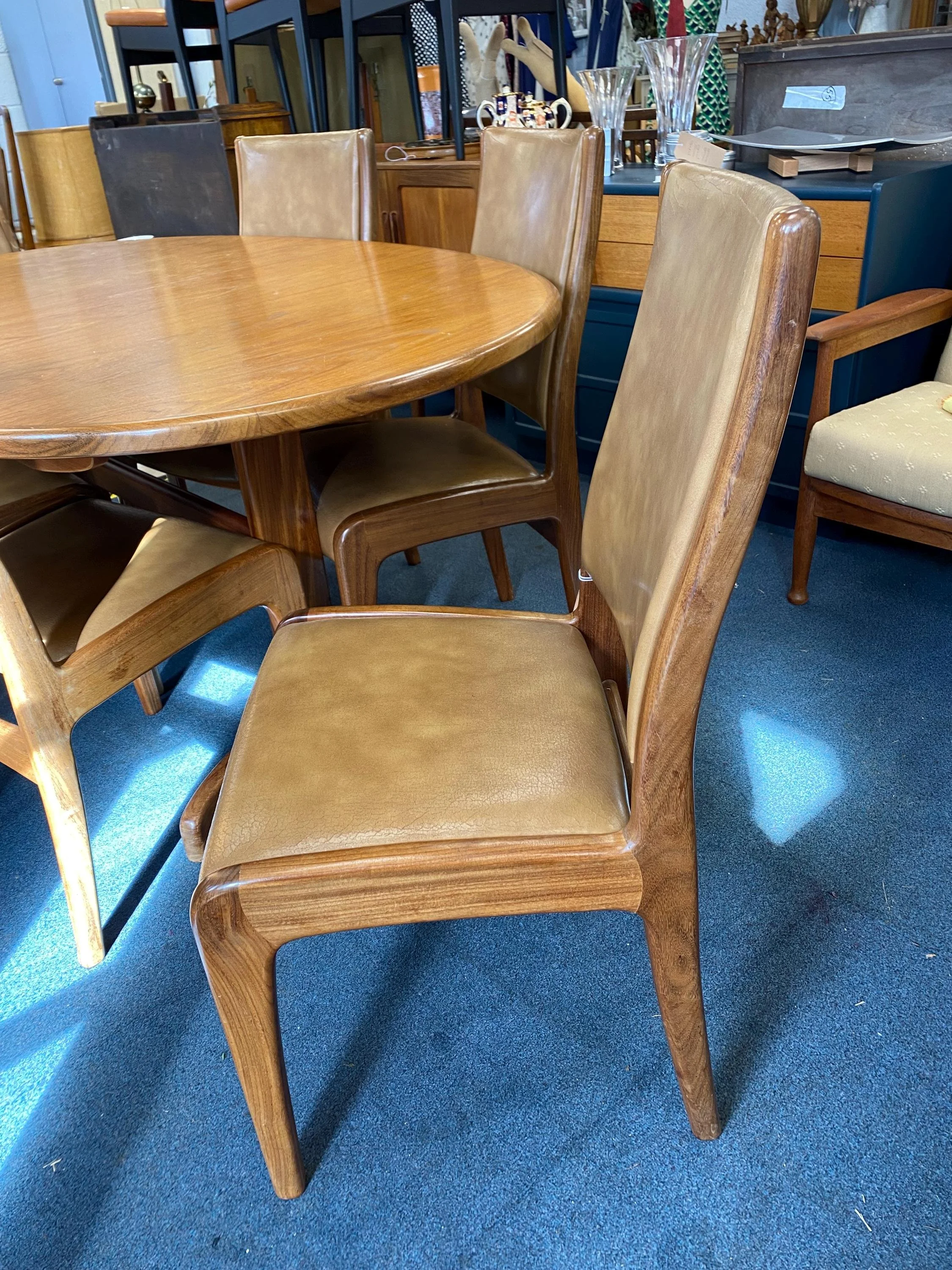 1960s G Plan Fresco solid teak extending dining table and six chairs
