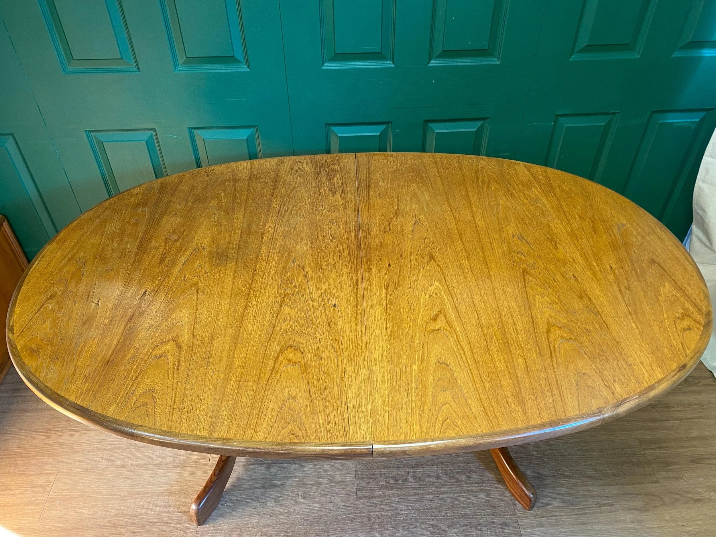 1960s G Plan Fresco solid teak extending dining table and six chairs