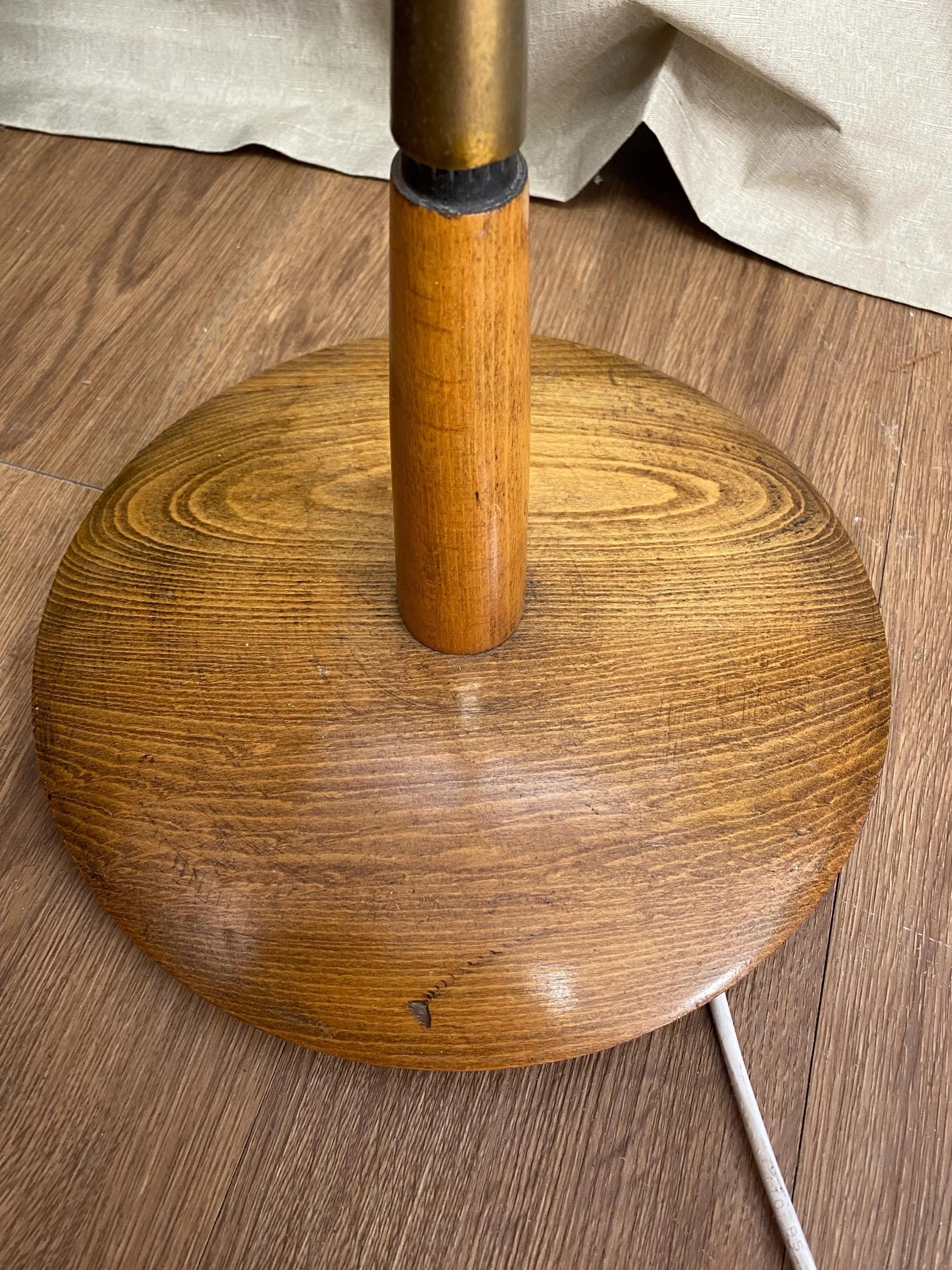 Mid century retro 1960s brass and teak floor lamp