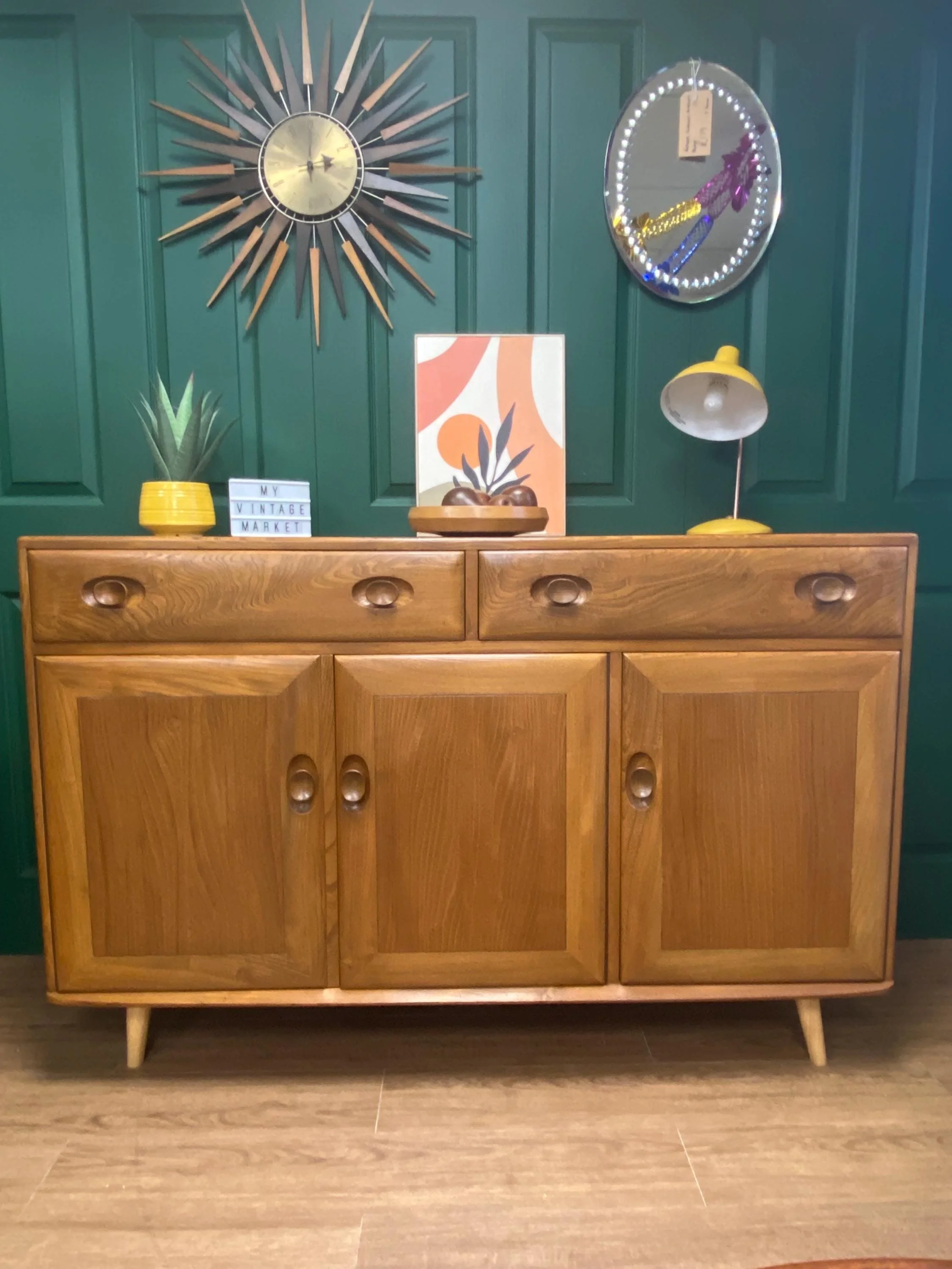 Mid century 1960s Ercol Windsor sideboard 507 elm Lucian Ercolani