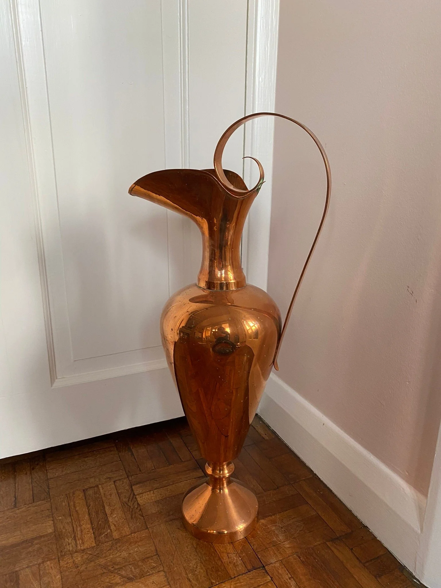 Vintage Villedieu Copper Wash Jug And Bowl