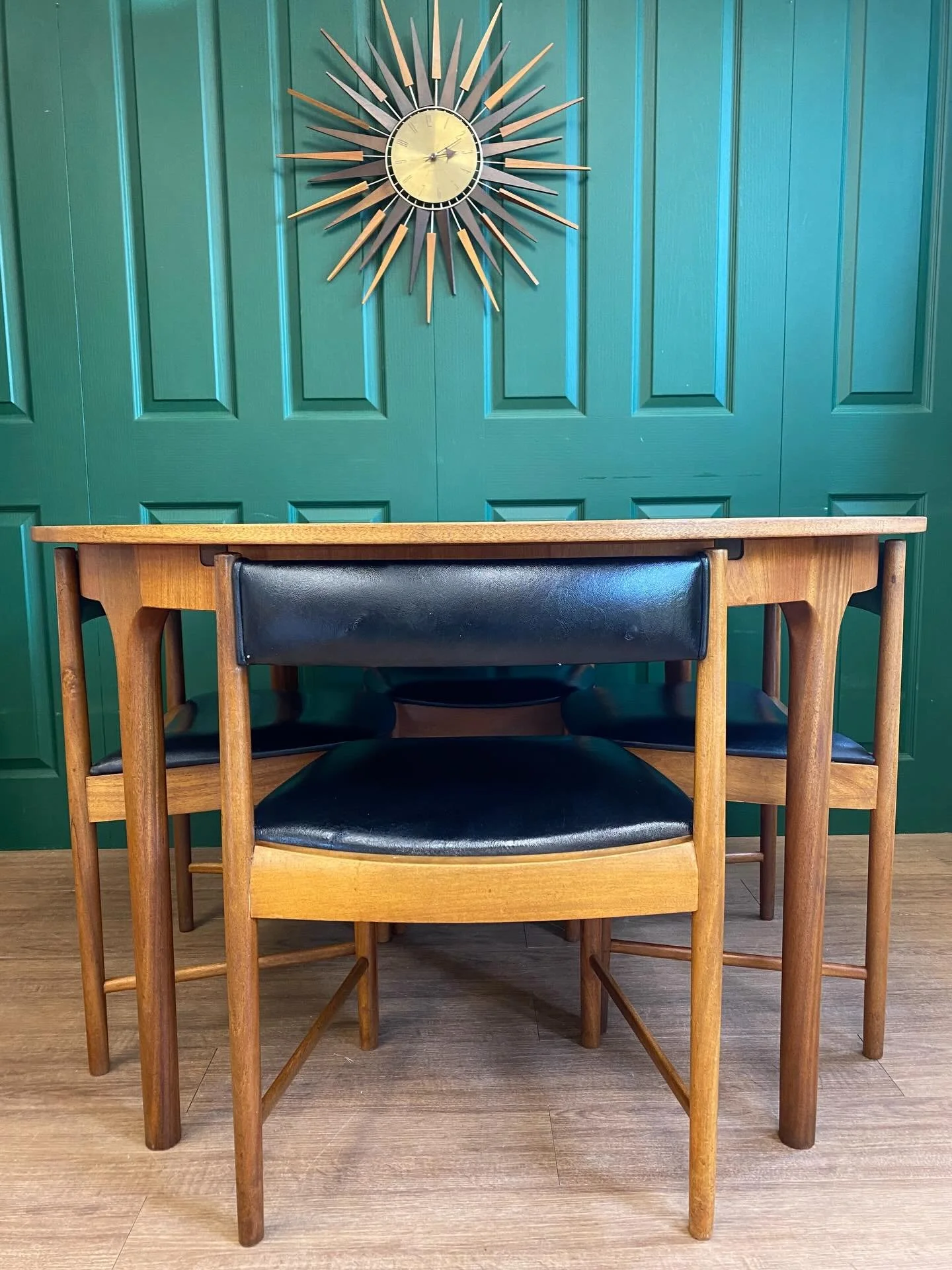 This iconic stylish McIntosh extending table and &lsquo;tuck under&rsquo; chairs is now fully restored and ready for its new home. It needed a lot of tlc but has come out beautifully. The teak wood has been refinished and chairs completely rebuilt. 
