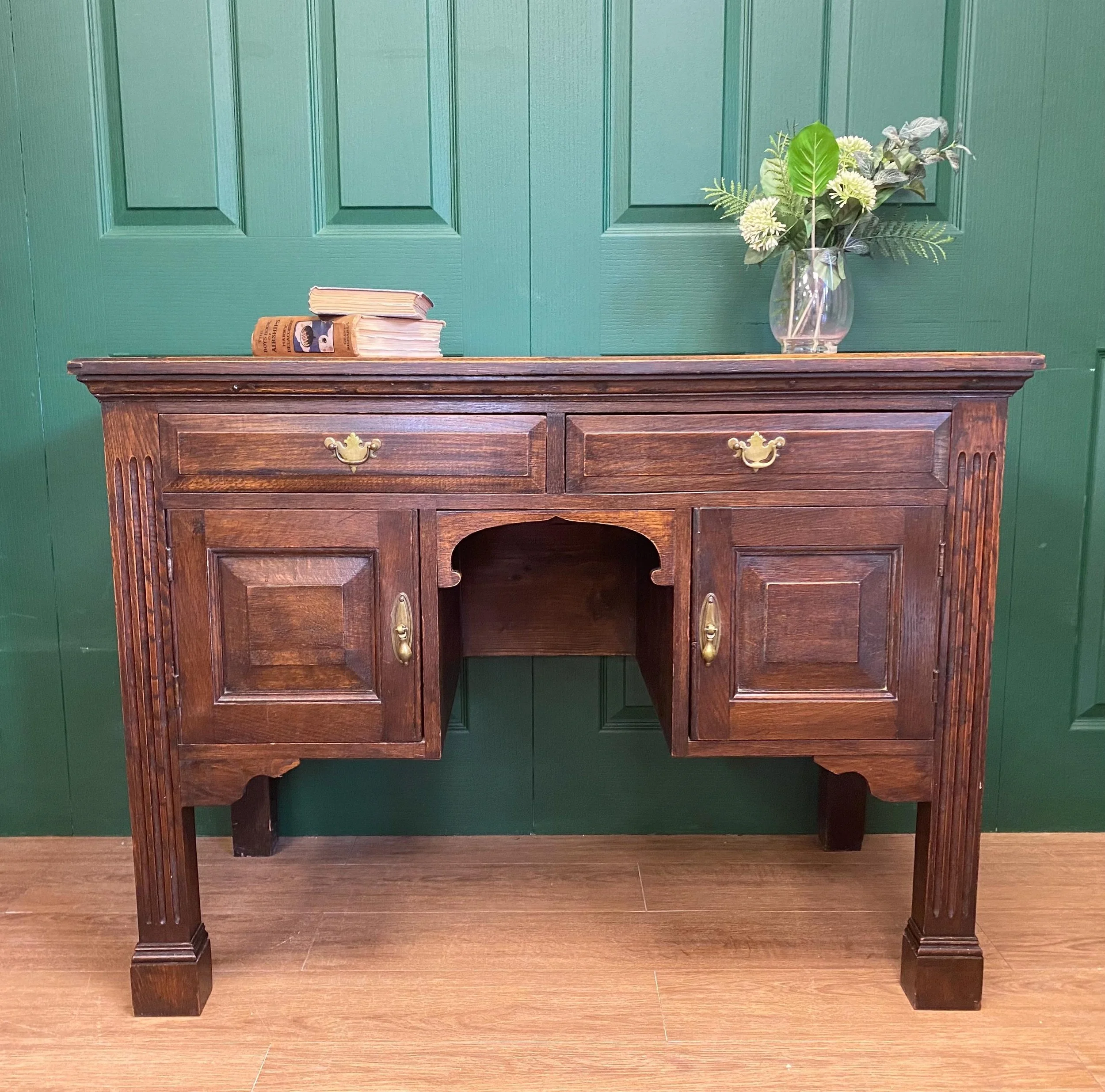 Antique Edwardian solid oak ladies writing desk