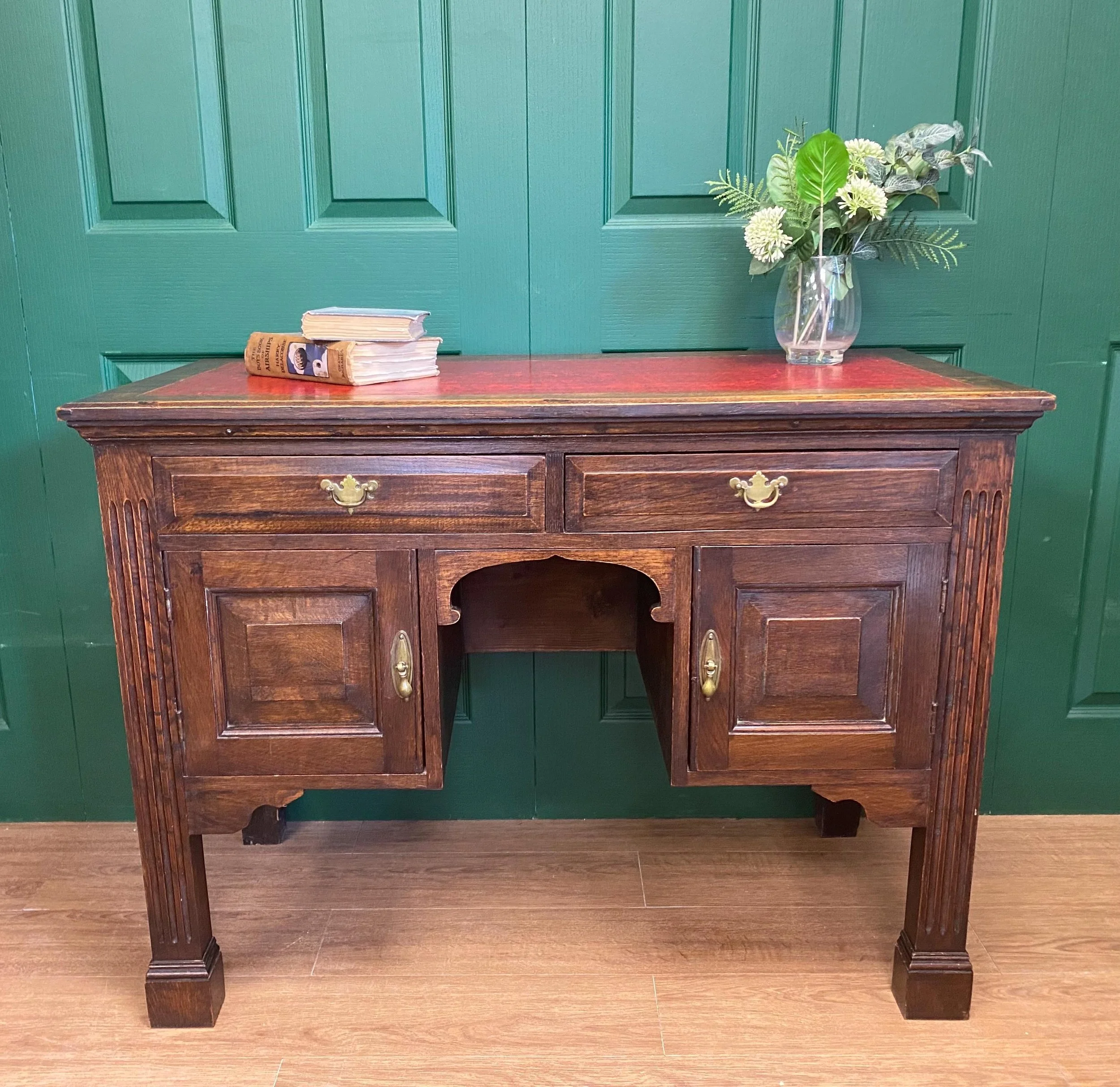 Antique Edwardian solid oak ladies writing desk