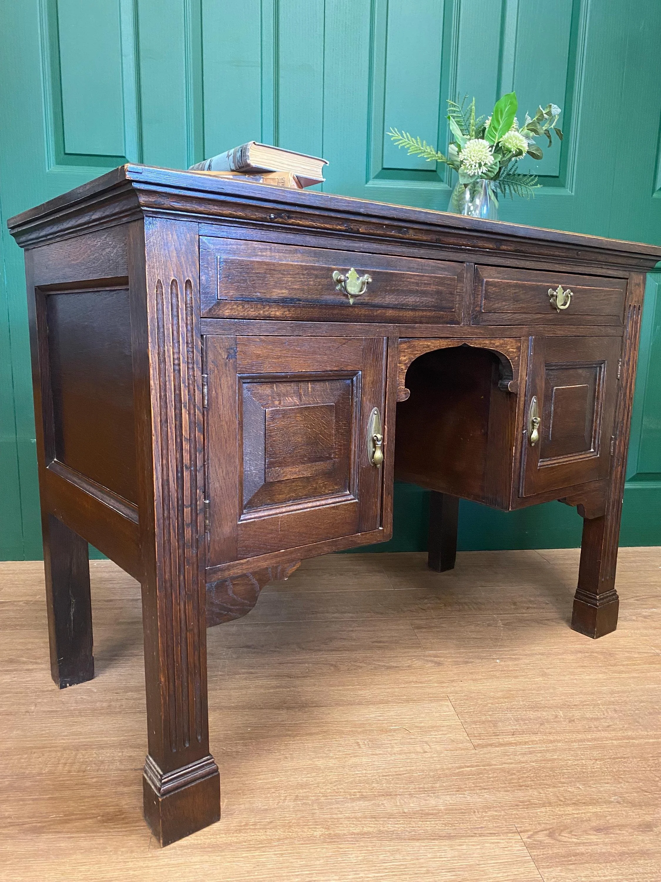 Antique Edwardian solid oak ladies writing desk
