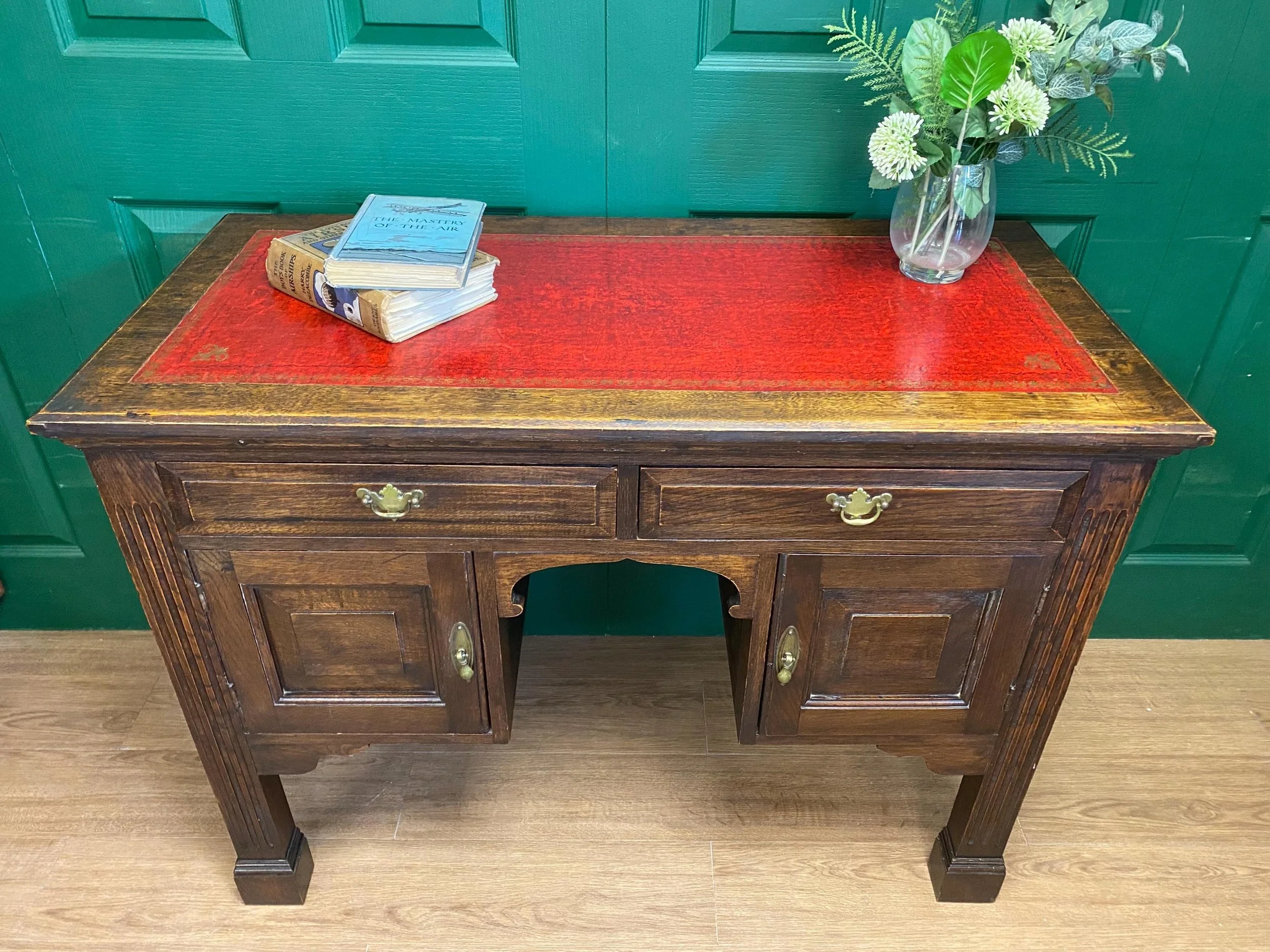 Antique Edwardian solid oak ladies writing desk