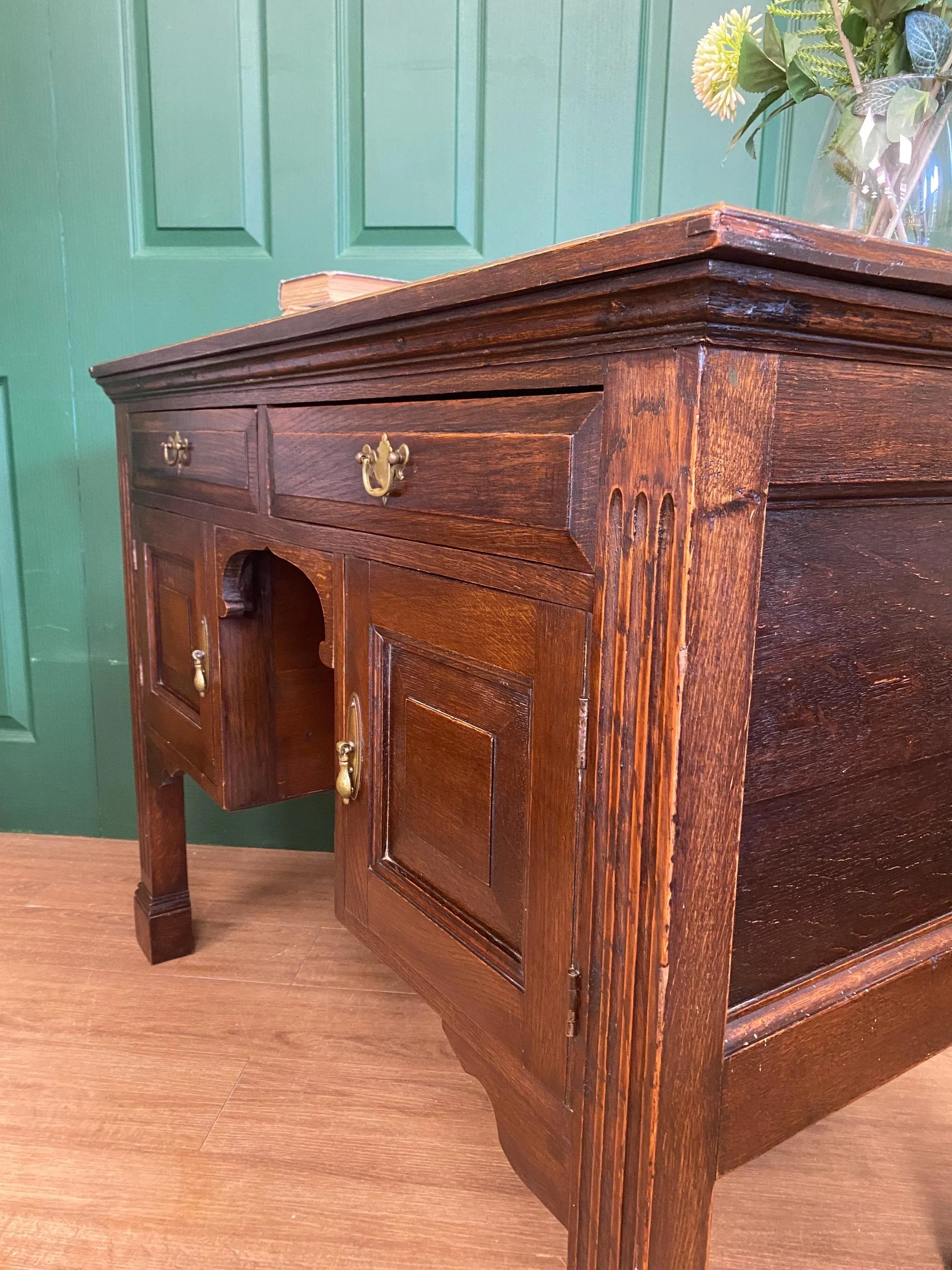 Antique Edwardian solid oak ladies writing desk