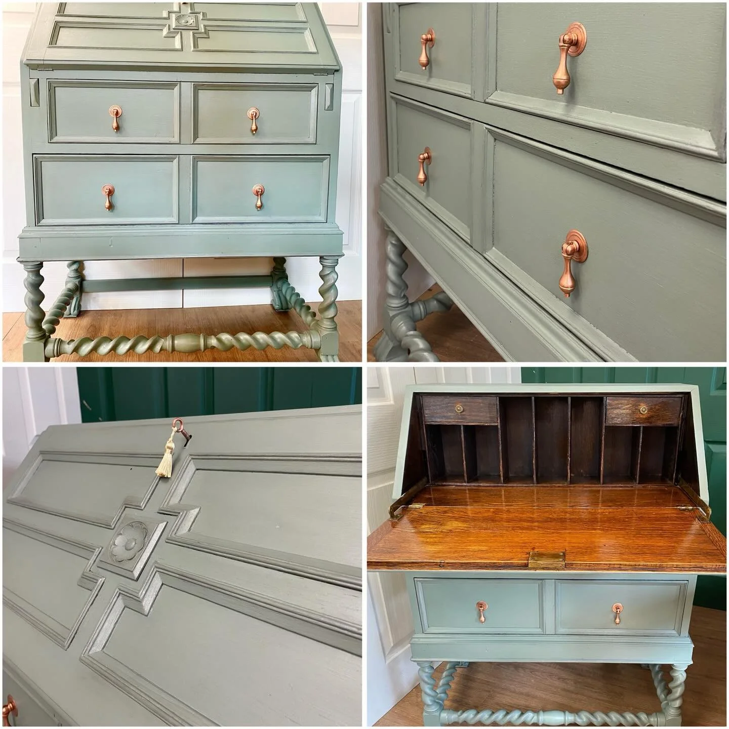New Stock!

Sage green painted bureau with oak interior and barley twist legs

www.myvintagemarket.co.uk

🏠 Viewing available at 5 The Smithy, Tewin Hill Farm, AL6 0LL

🚚 Delivery available 

📞 Contact me - 07884432525 or DM for more details 

#my